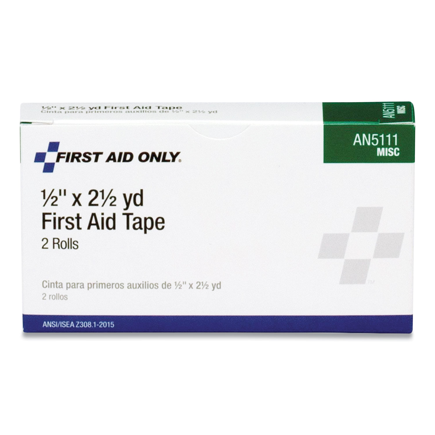 First Aid Only™ First Aid Tape, 0.5 x 2.5 yds, White, 2/Box