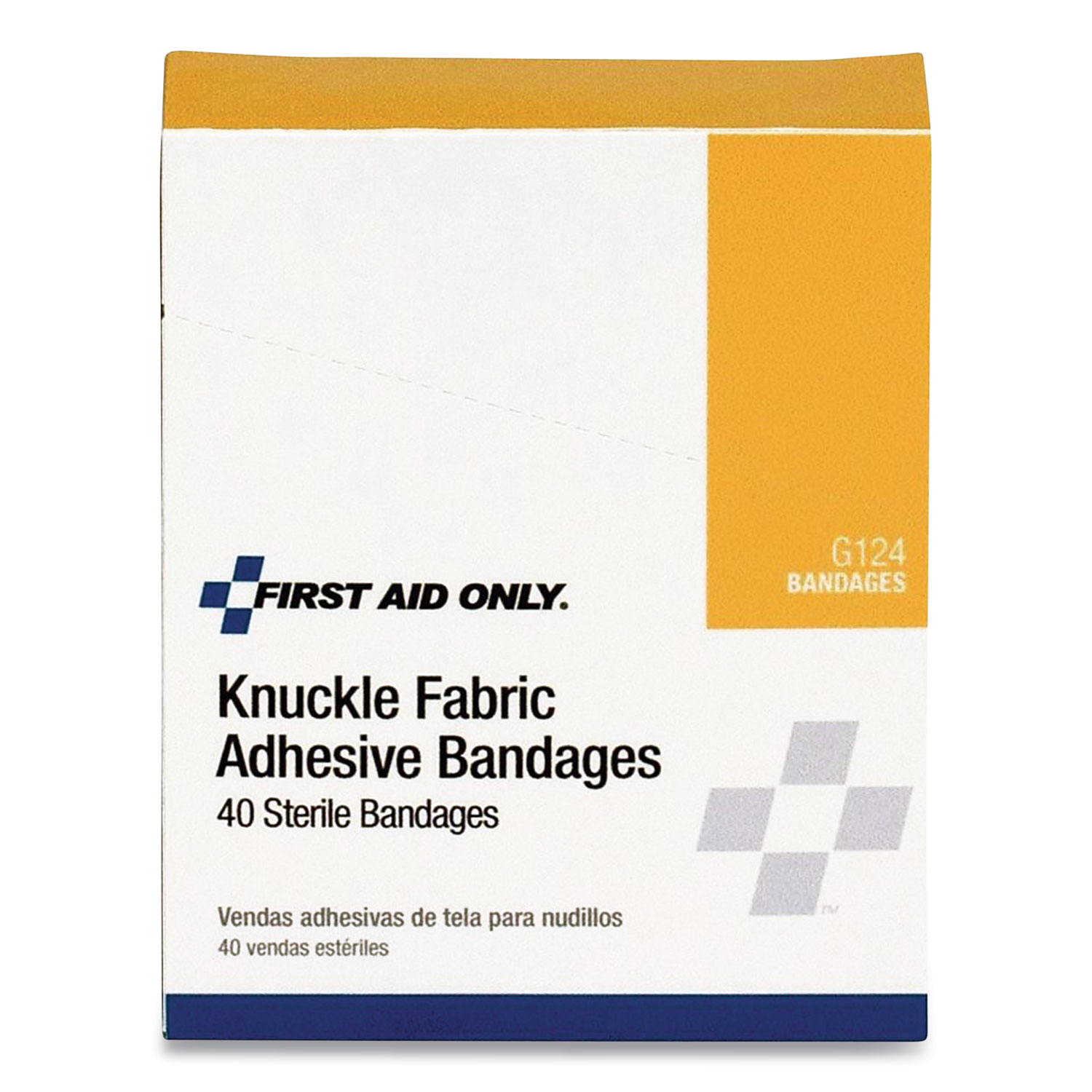 First Aid Only G124 Fabric Bandages, Four-Wing Knuckle, 2.5 x 3.25, 40/Box (FAO813133) 
