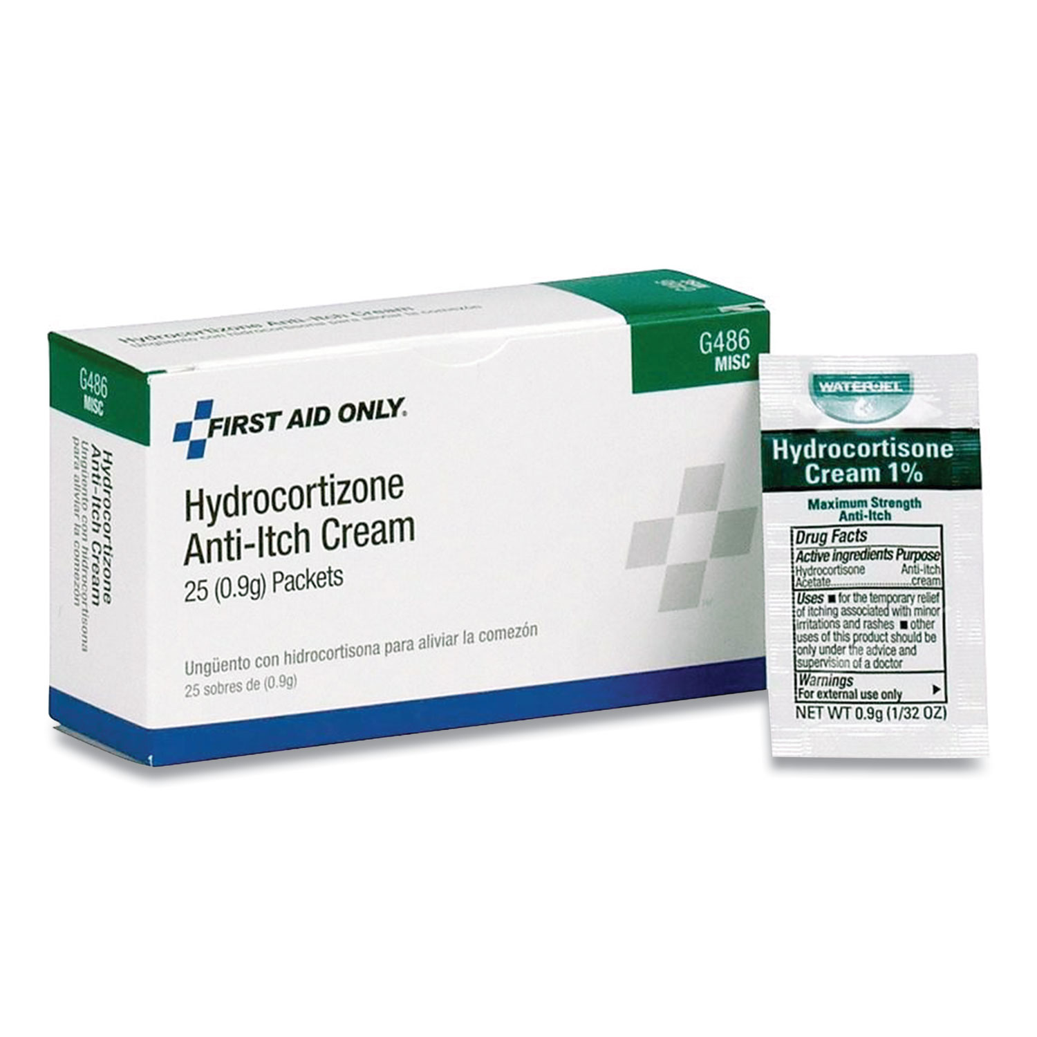 First Aid Only™ Hydrocortisone AntiItch Cream, 0.03 oz Packet, 25/Box