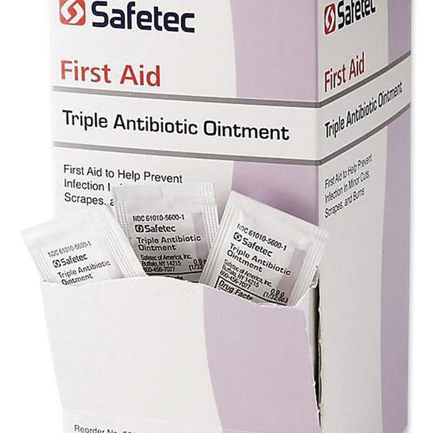  Safetec STAB140210 First Aid Triple Antibiotic Ointment, 0.03 oz Packet, 144/Box (SFE376215) 