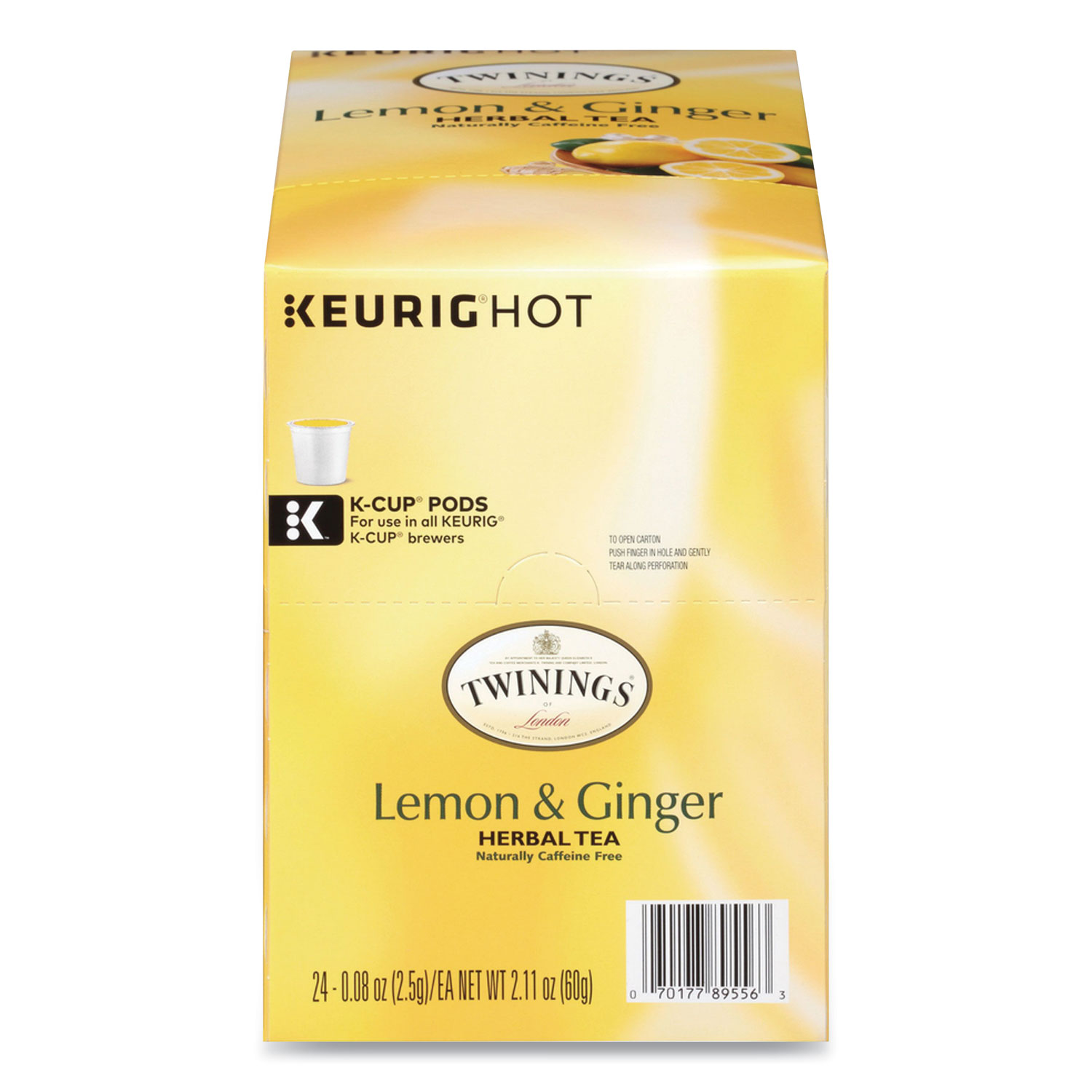 TWININGS® Tea K-Cups, Lemon Ginger, 0.11 oz K-Cups, 24/Box