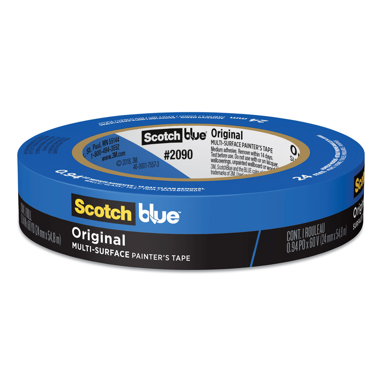  ScotchBlue 2090-24A Original Multi-Surface Painter's Tape, 3 Core, 0.94 x 60 yds, Blue (MMM209024A) 