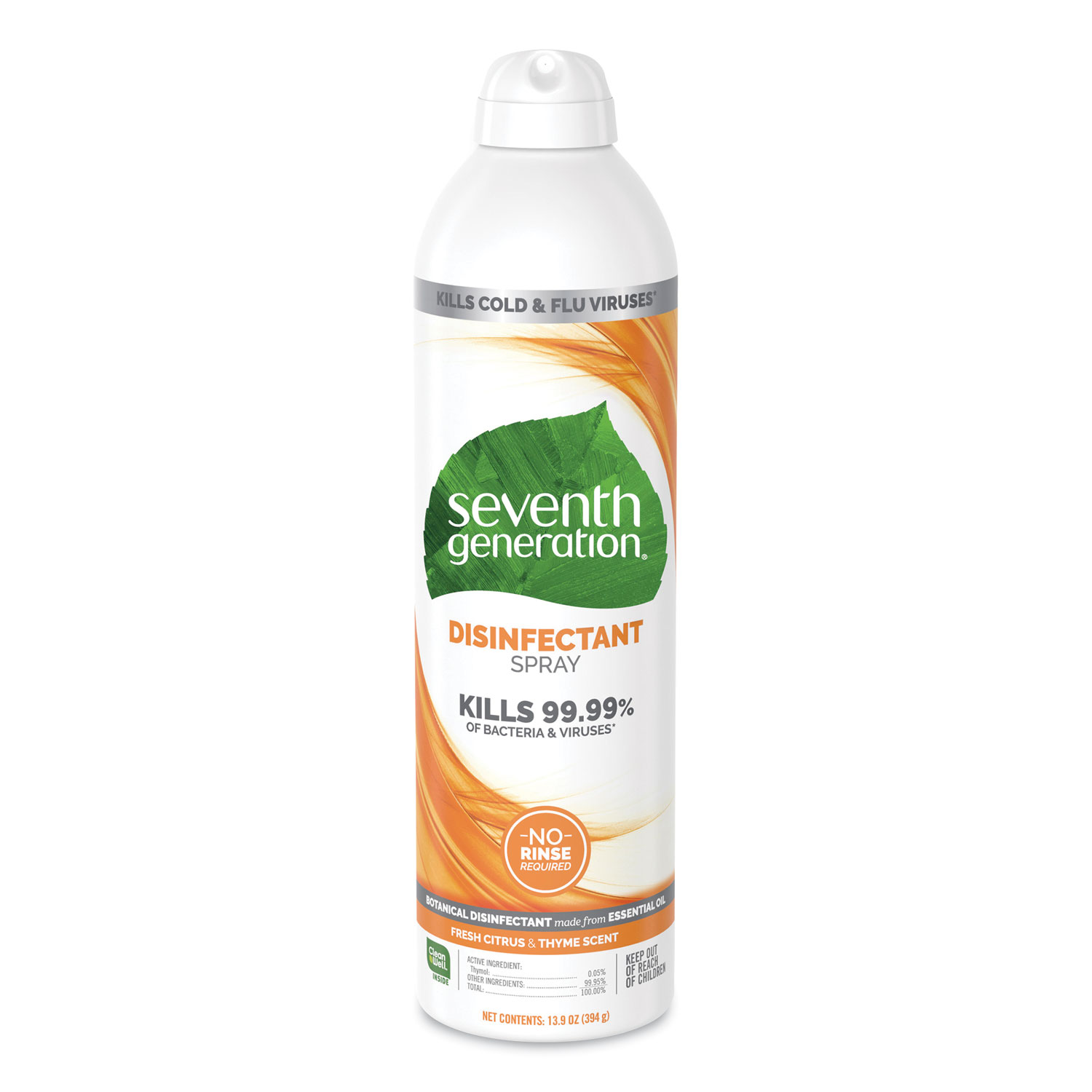  Seventh Generation 22980 Disinfectant Sprays, Fresh Citrus/Thyme, 13.9 oz, Spray Bottle, 8/Carton (SEV22980) 