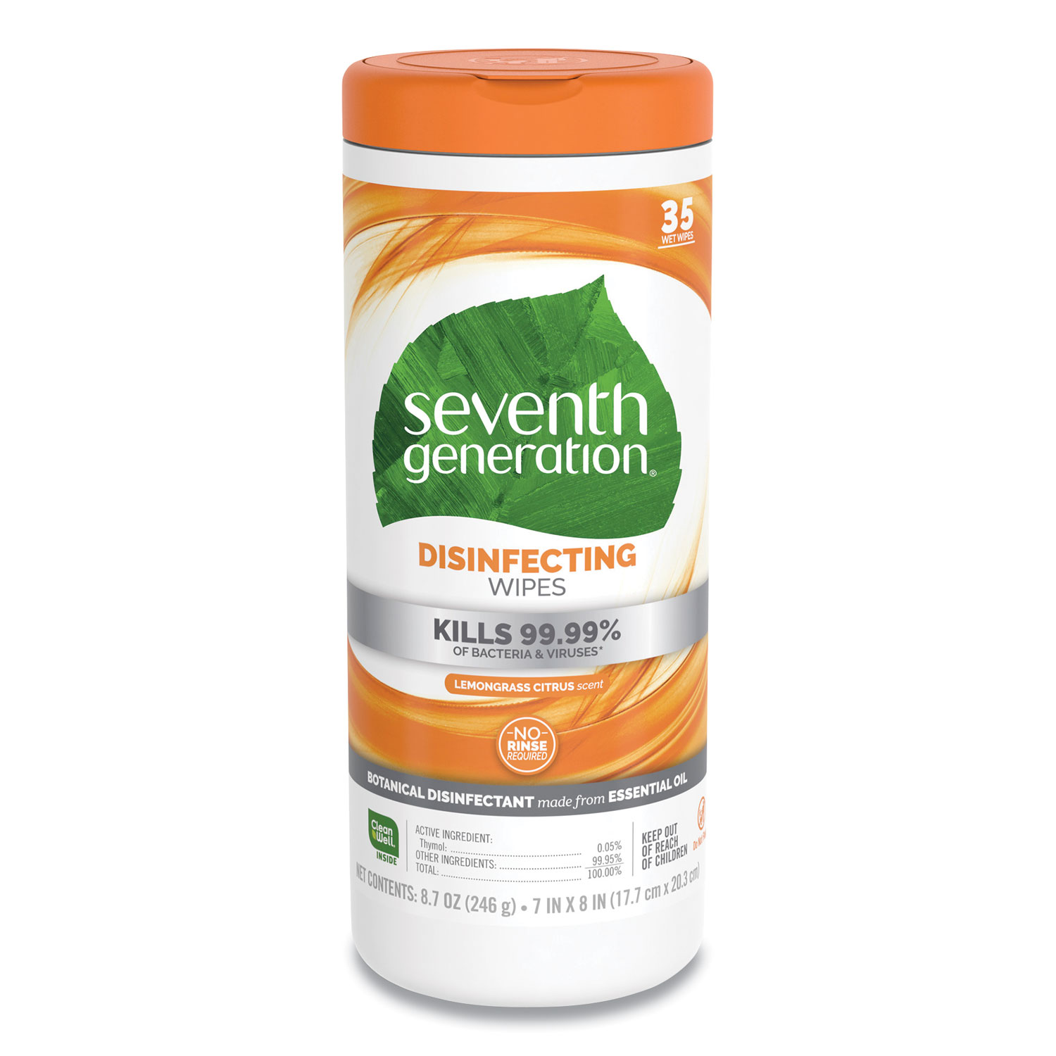  Seventh Generation SEV 22812 Botanical Disinfecting Wipes, 8 x 7, White, 35 Count, 12/Carton (SEV22812) 