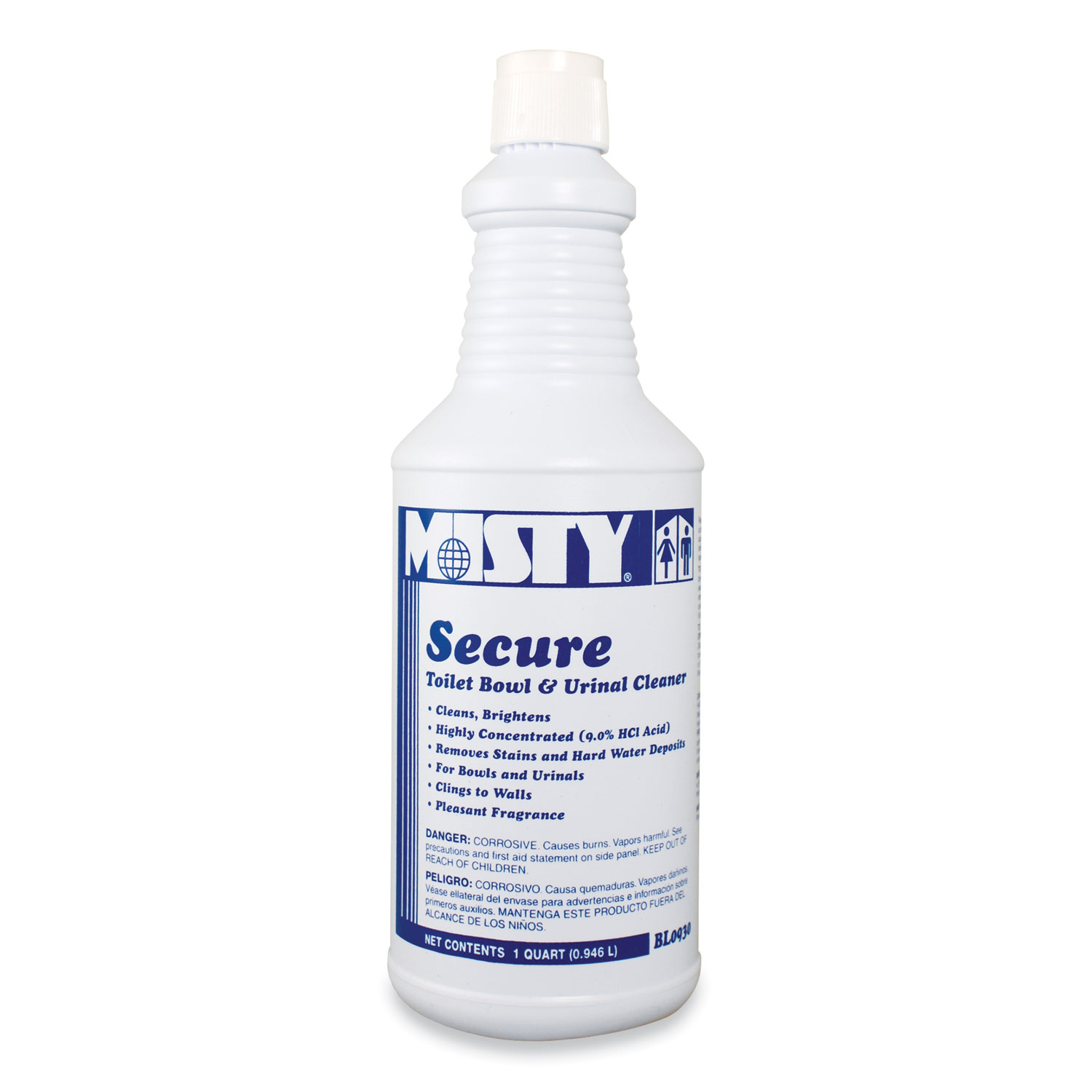  Misty 1038801 Secure Hydrochloric Acid Bowl Cleaner, Mint Scent, 32oz Bottle, 12/Carton (AMR1038801) 