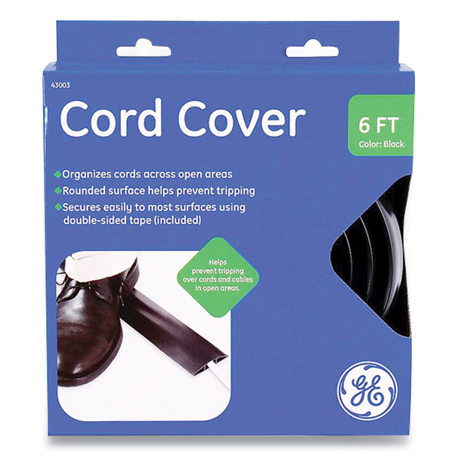 GE Power Gear Cord Cover, 2.5 x 6 ft, Black