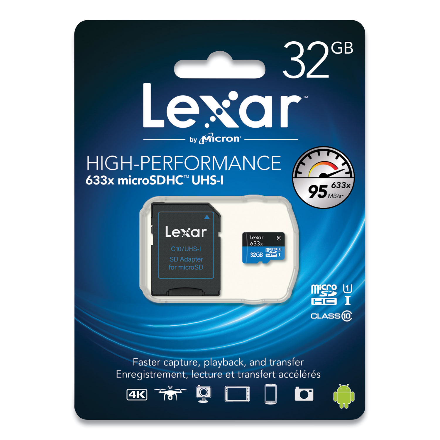 Lexar™ microSDHC Memory Card with SD Adapter, UHS-I U1 Class 10, 32 GB