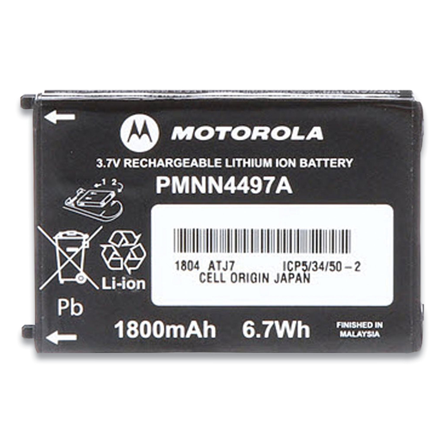  Motorola PMNN4497 Li-Ion Battery for CLS Series Radios, 3.7 V, 1800 mAh (MRT424369) 