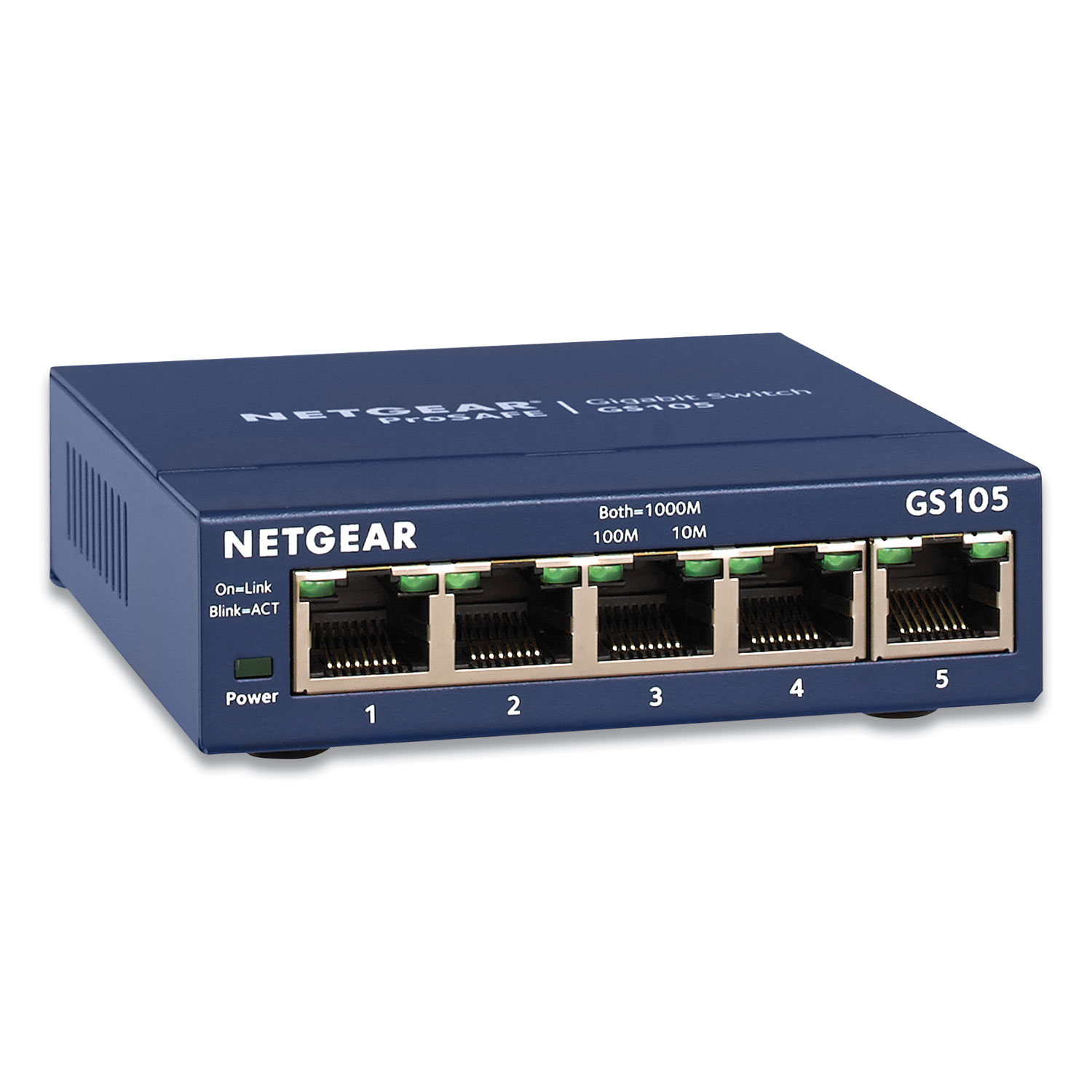  NETGEAR GS105NA Unmanaged Gigabit Ethernet Switch, 10 Gbps Bandwidth, 128 KB Buffer, 5 Ports (NGR565423) 