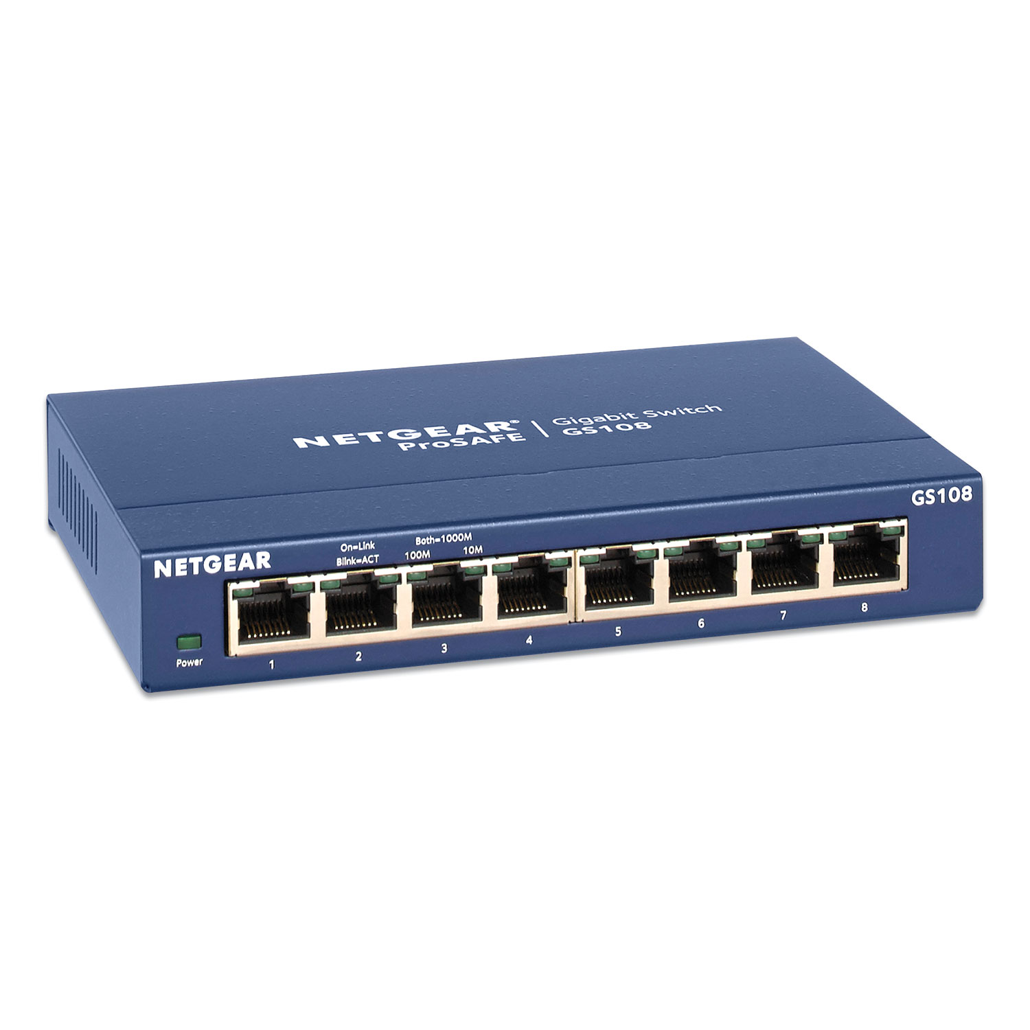  NETGEAR GS108-400NAS Unmanaged Gigabit Ethernet Switch, 16 Gbps Bandwidth, 192 KB Buffer, 8 Ports (NGR676705) 