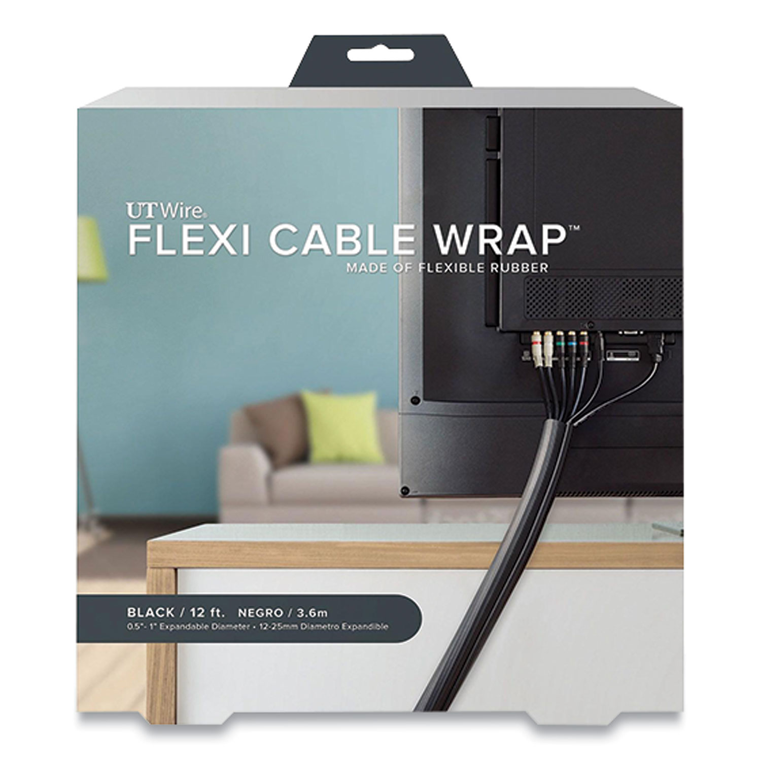  UT Wire UTW-FCW12-BK Flexi Cable Wrap, 0.5 to 1 x 12 ft, Black (RBO1749461) 