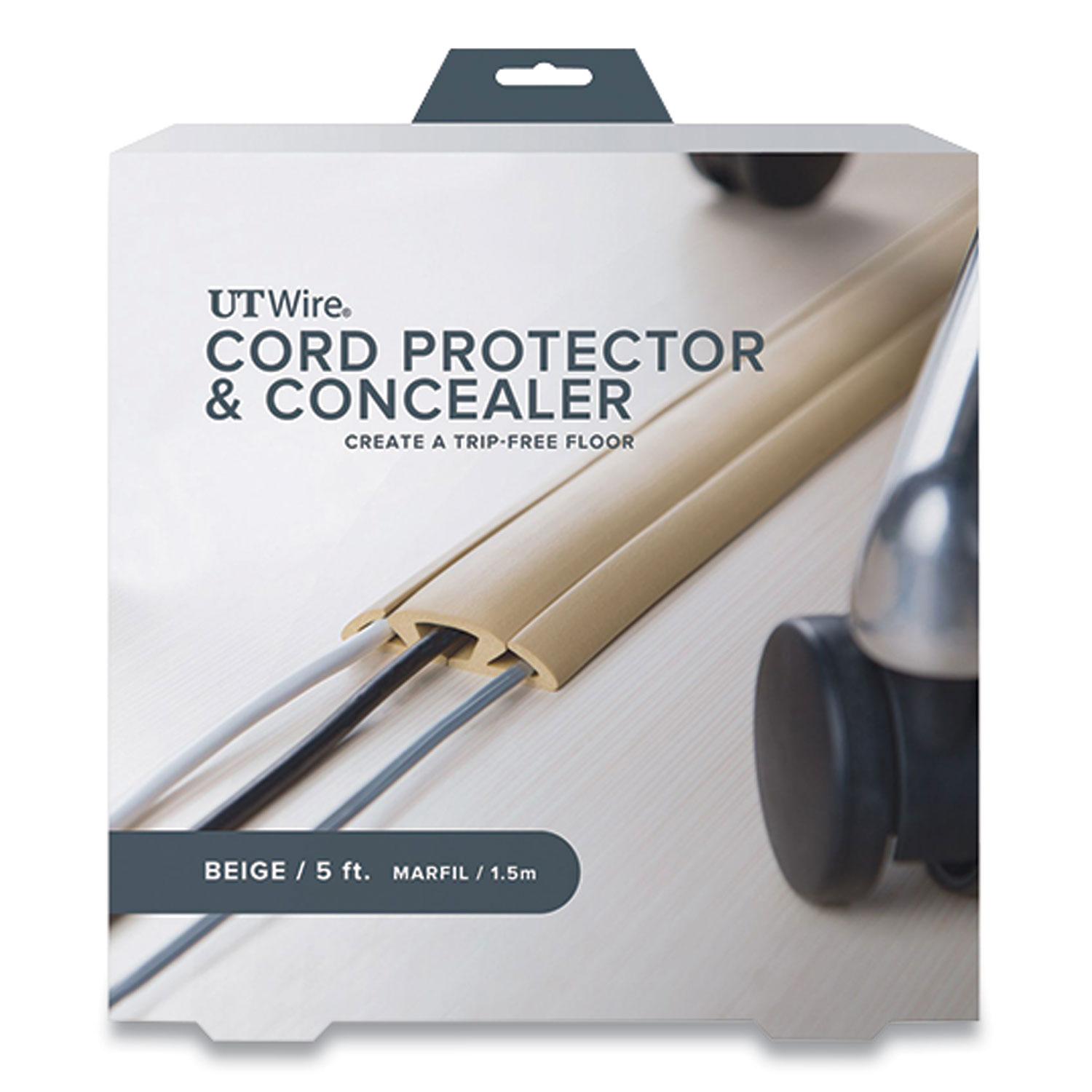 UT Wire Cord Protector and Concealer, 2.6 x 5 ft, Gray
