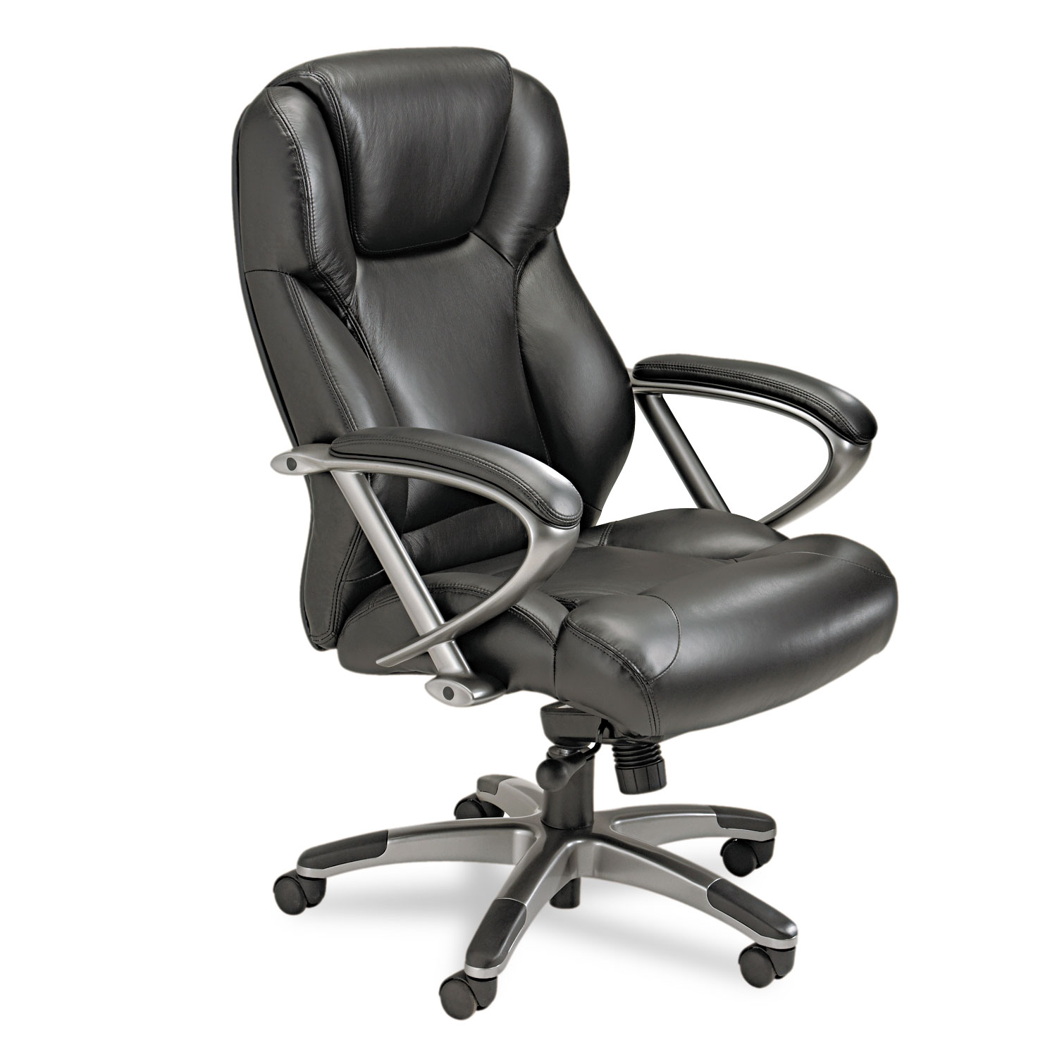 Leather Seating Series High-Back Swivel/Tilt Chair, Black Leather