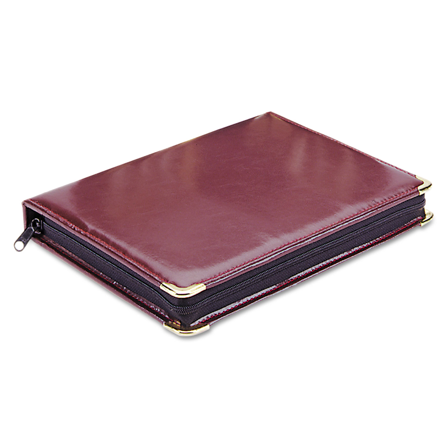 Portable Zippered Key Case, 24-Key, Leather-Like Vinyl, Burgundy, 8 3/8 x 7