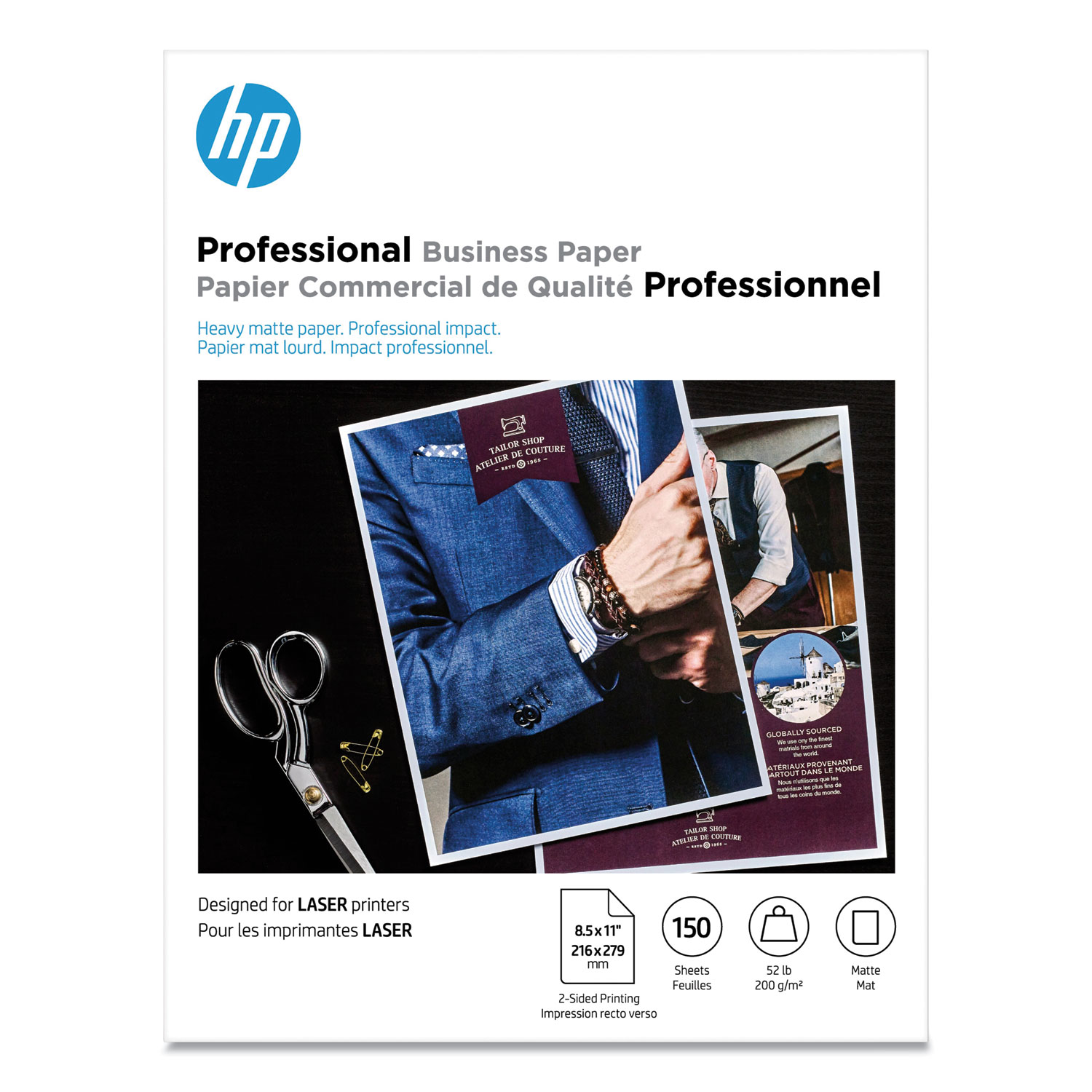  HP 4WN05A Professional Business Paper, 52 lb, 8.5 x 11, Matte White, 150/Pack (HEW4WN05A) 