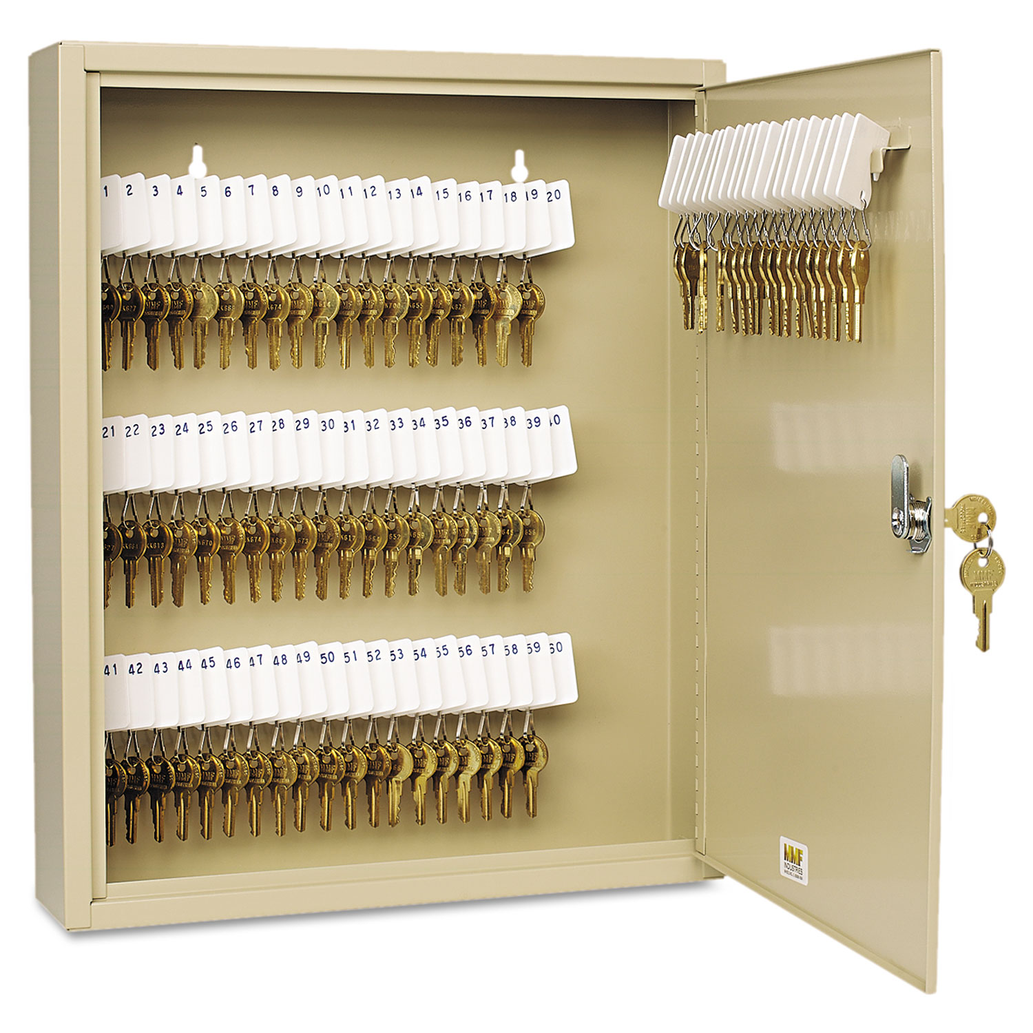 Uni-Tag Key Cabinet, 80-Key, Steel, Sand, 14 x 3 1/8 x 17 1/8
