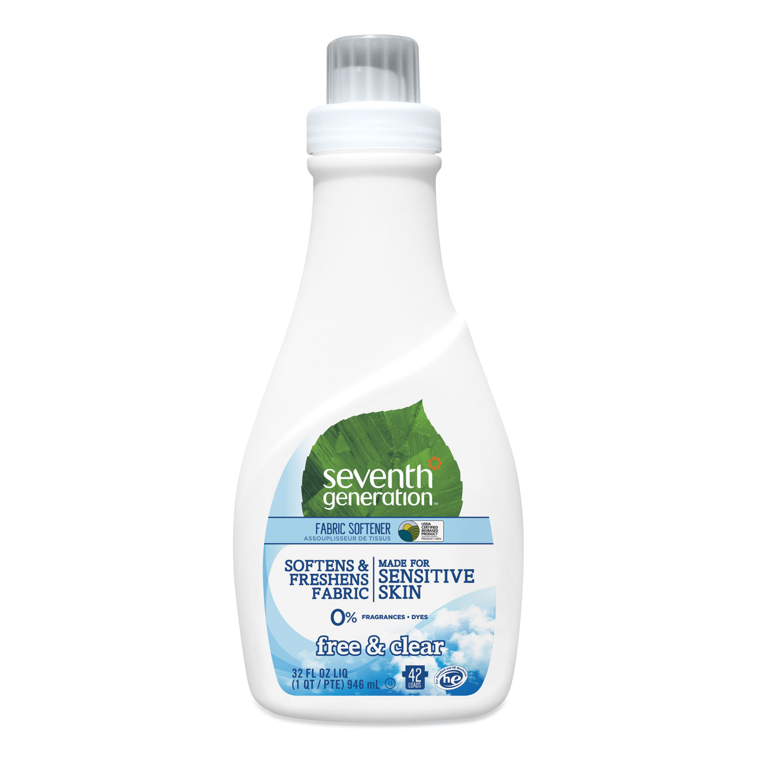  Seventh Generation 22833EA Natural Liquid Fabric Softener, Free and Clear/Unscented 32 oz, Bottle (SEV22833EA) 