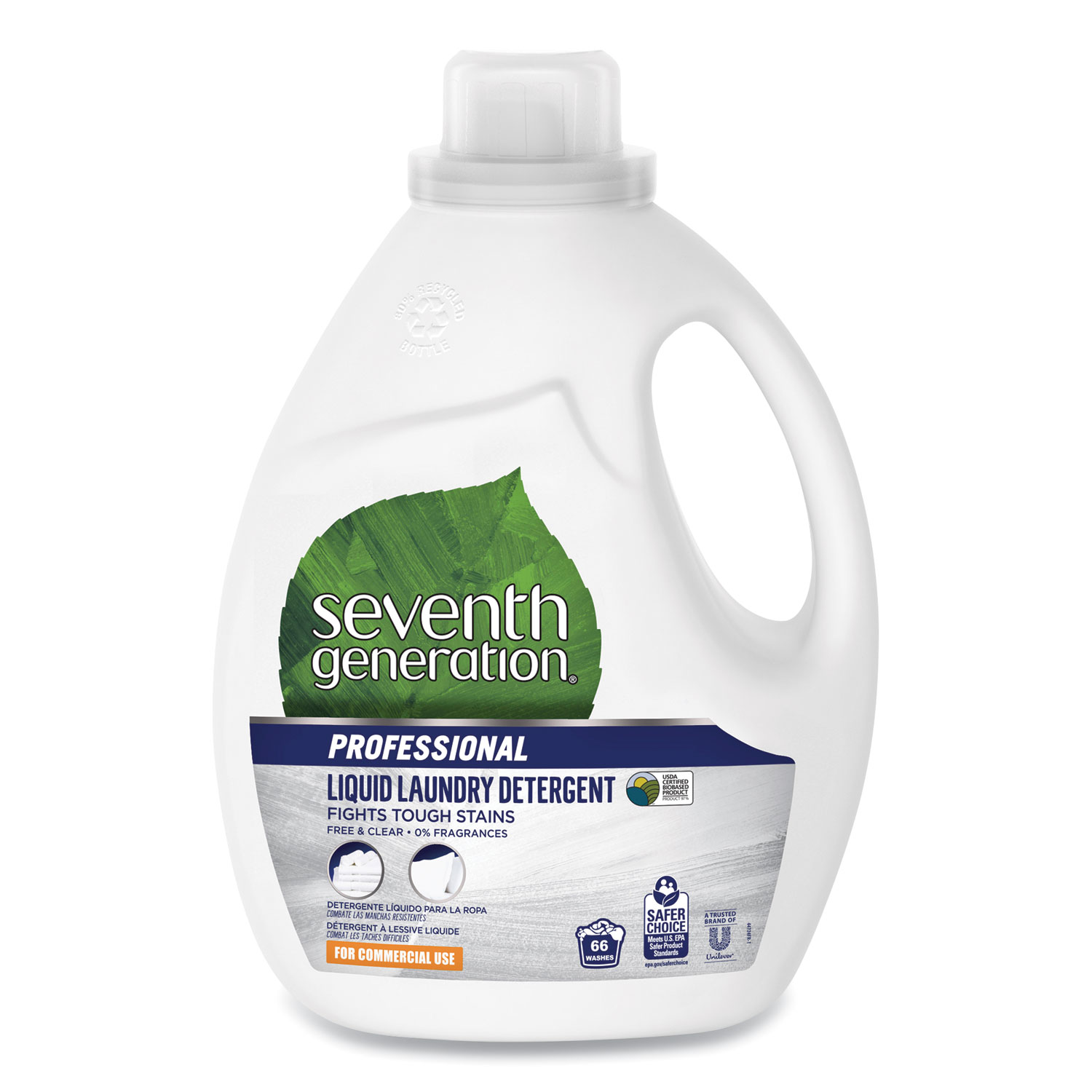  Seventh Generation Professional 44724EA Liquid Laundry Detergent, Free and Clear, 66 loads, 100oz Bottle (SEV44724EA) 