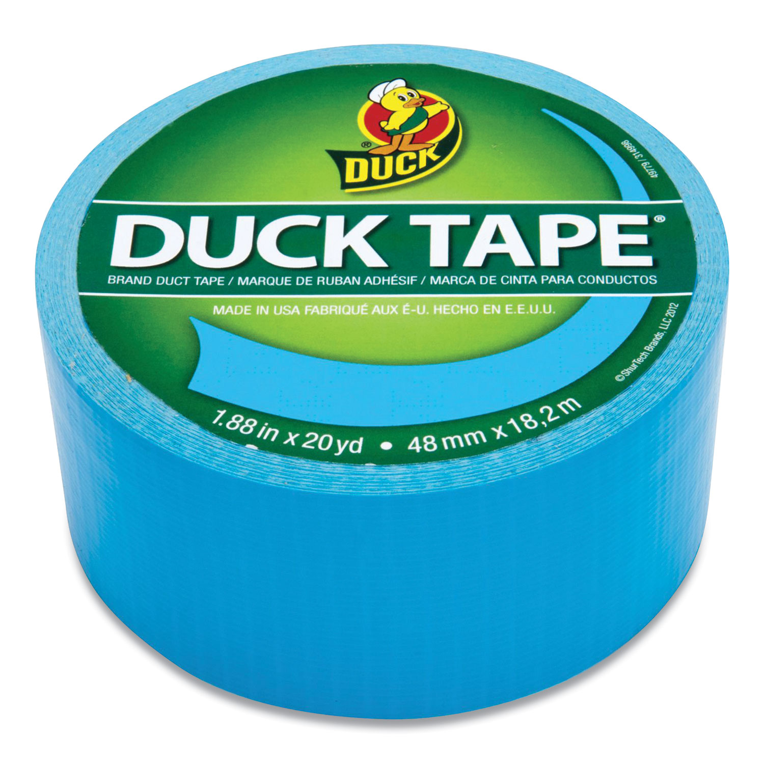 Duck® Colored Duct Tape, 3 Core, 1.88 x 20 yds, Electric Blue