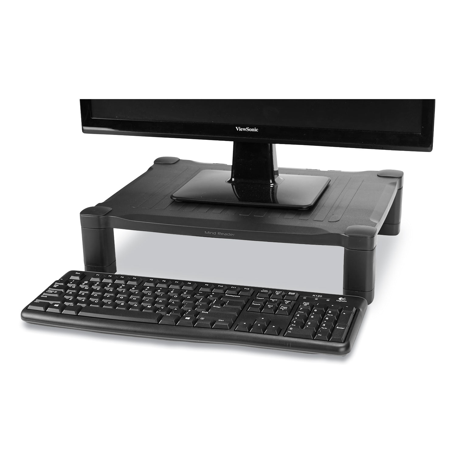  Mind Reader PLMONST-BLK Adjustable Rectangular Monitor Stand, 17 x 13 x 3.75 to 5.75, Black, Supports 22 lbs (EMS24395821) 