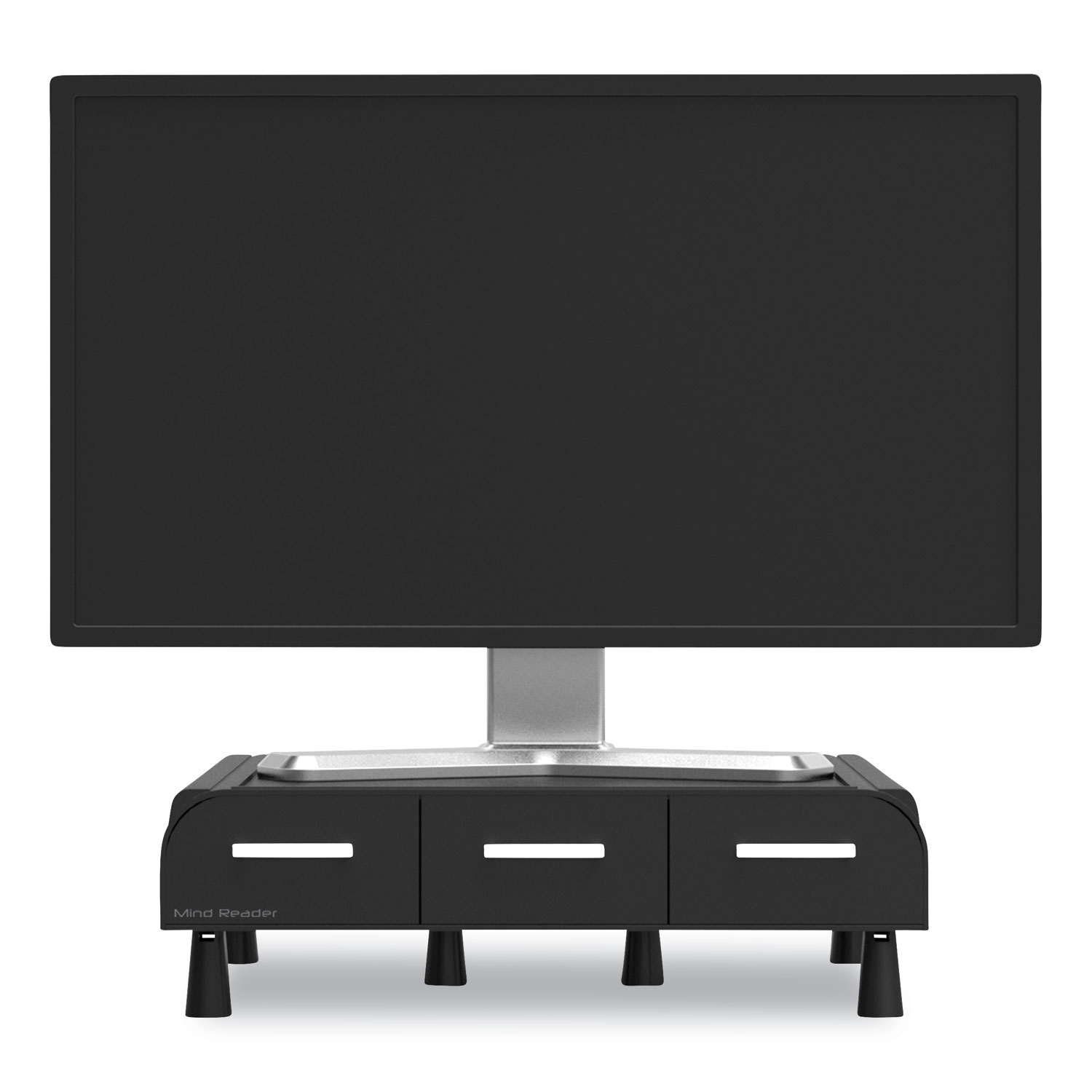  Mind Reader MONSTA3D-BLK Perch Monitor Stand and Desk Organizer, 13.46 x 12.87 x 2.72, Black/Silver (EMS24395828) 