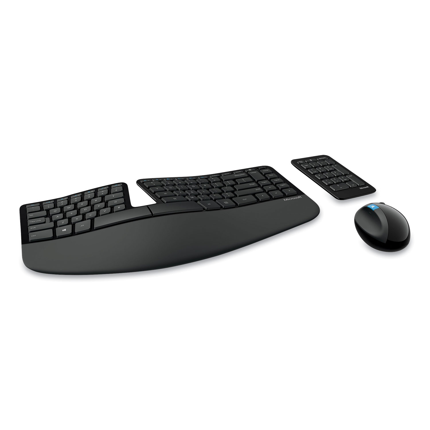 Microsoft L5V-00001 Sculpt Ergonomic Desktop Wireless Keyboard and Mouse Combo, 2.4 GHz Frequency, Black (MSF206709) 