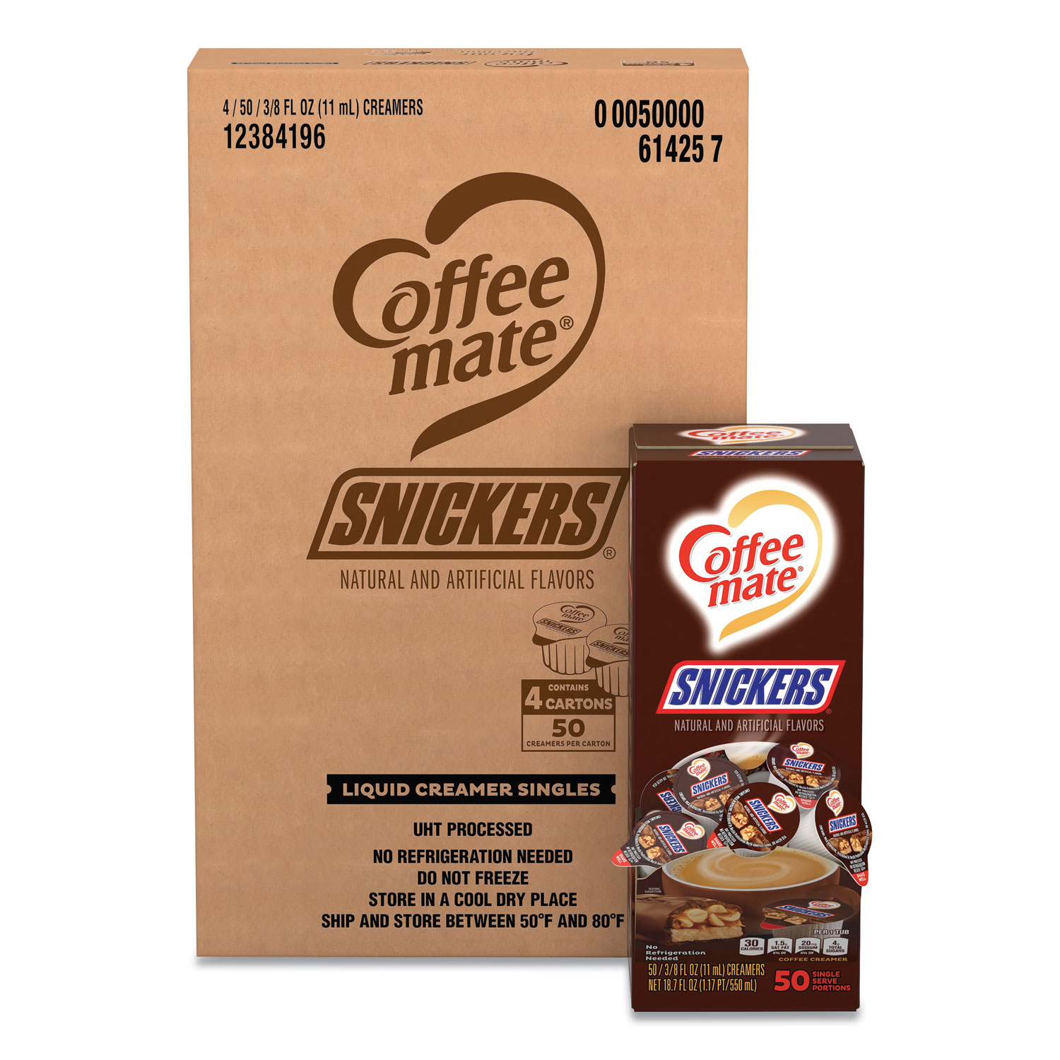  Coffee-mate 61425 Liquid Coffee Creamer, Snickers, 0.38 oz Mini Cups, 200 Cups/Carton (NES61425CT) 