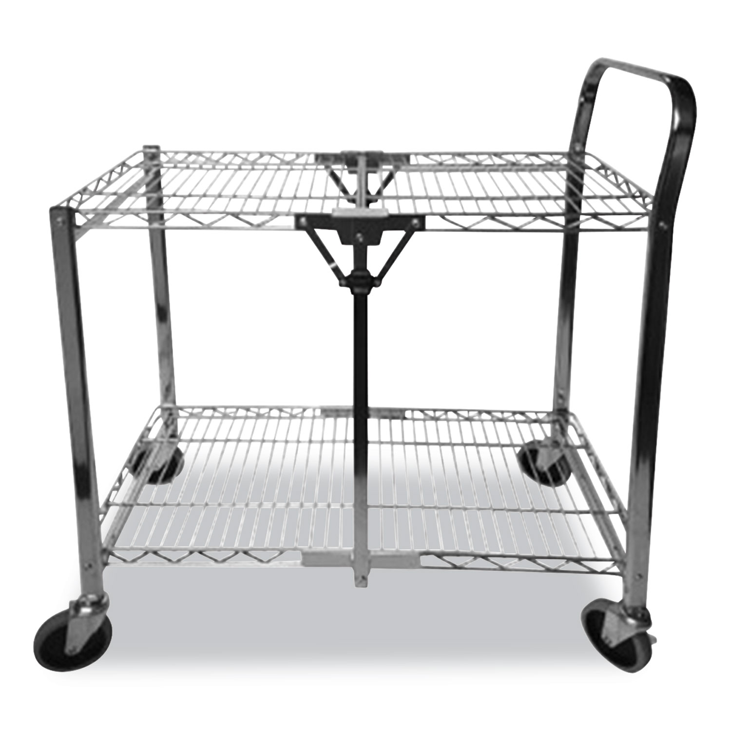 Bostitch BSAC-LG-CHROME Stowaway Folding Carts, 2 Shelves, 35w x 37.25d x 22h, Chrome, 250 lb Capacity (BOSBSACLGCR) 