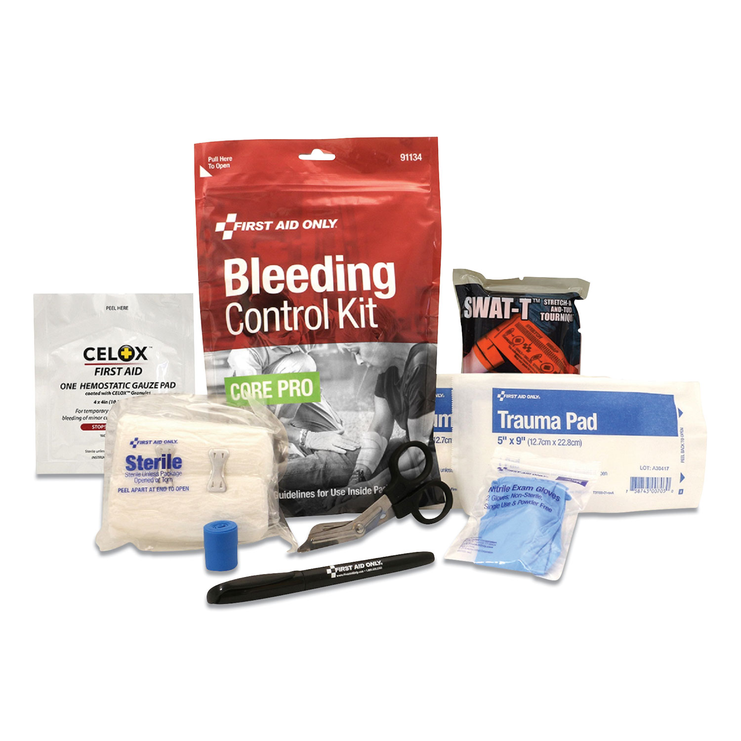  First Aid Only 91134 Core Pro Bleeding Control Kit, 5 x 10 x 3 (FAO91134) 