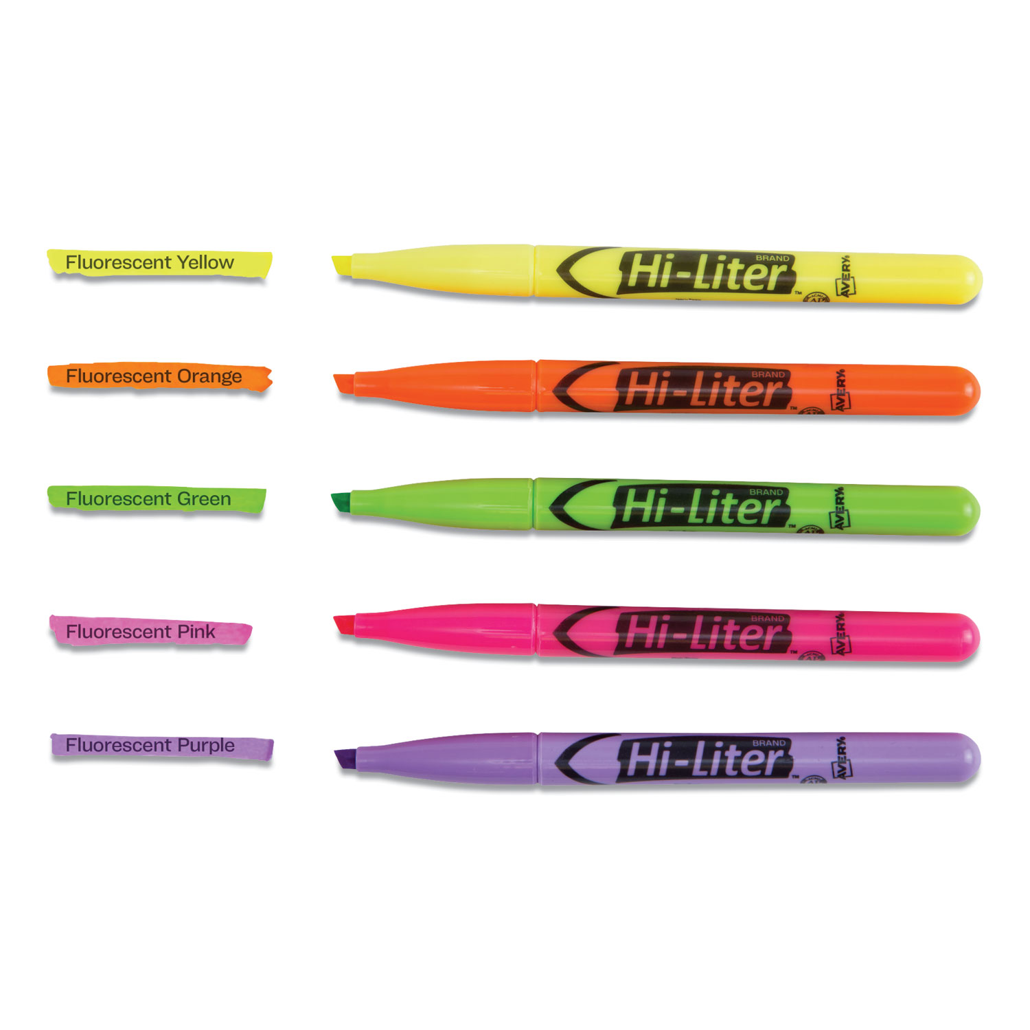 HILITER PenStyle Highlighters, Chisel Tip, Assorted Colors, 6/Set