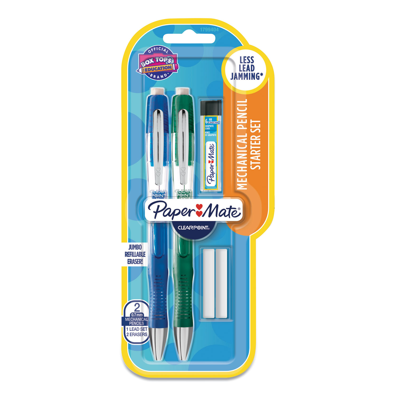  Paper Mate 1799404 Clearpoint Elite Mechanical Pencils, 0.7 mm, HB (#2), Black Lead, Blue and Green Barrels, 2/Pack (PAP1799404) 