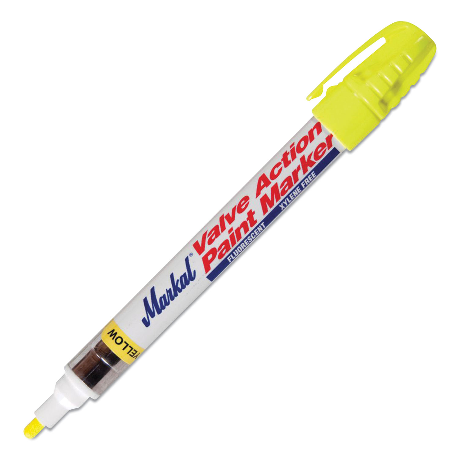Markal® Valve Action Paint Marker, Dura-Nib Medium Bullet Tip, Fluorescent Yellow