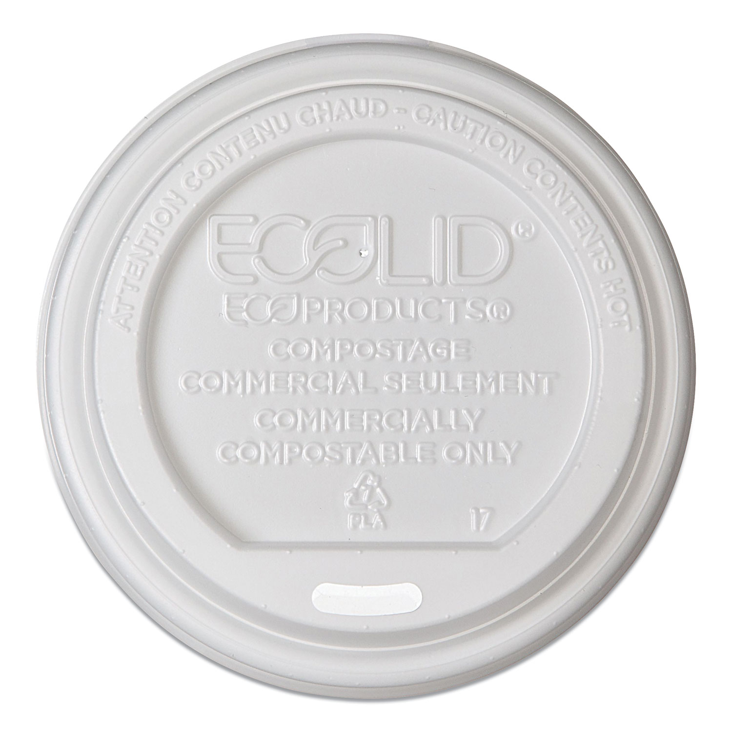  Eco-Products EP-ECOLID-W EcoLid Renewable/Compostable Hot Cup Lid, PLA, Fits 10-20 oz Hot Cups, 50/Pack, 16 Packs/Carton (ECOEPECOLIDW) 