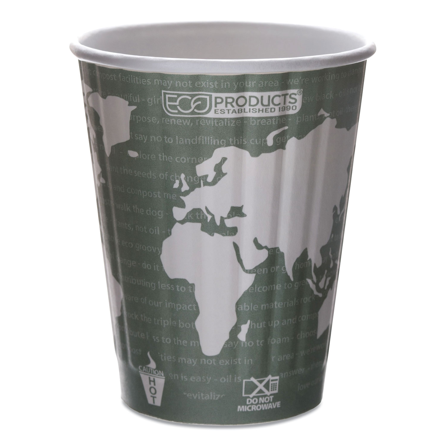  Eco-Products EP-BNHC12-WD World Art Renewable and Compostable Insulated Hot Cups, PLA, 12 oz, 40/Packs, 15 Packs/Carton (ECOEPBNHC12WD) 