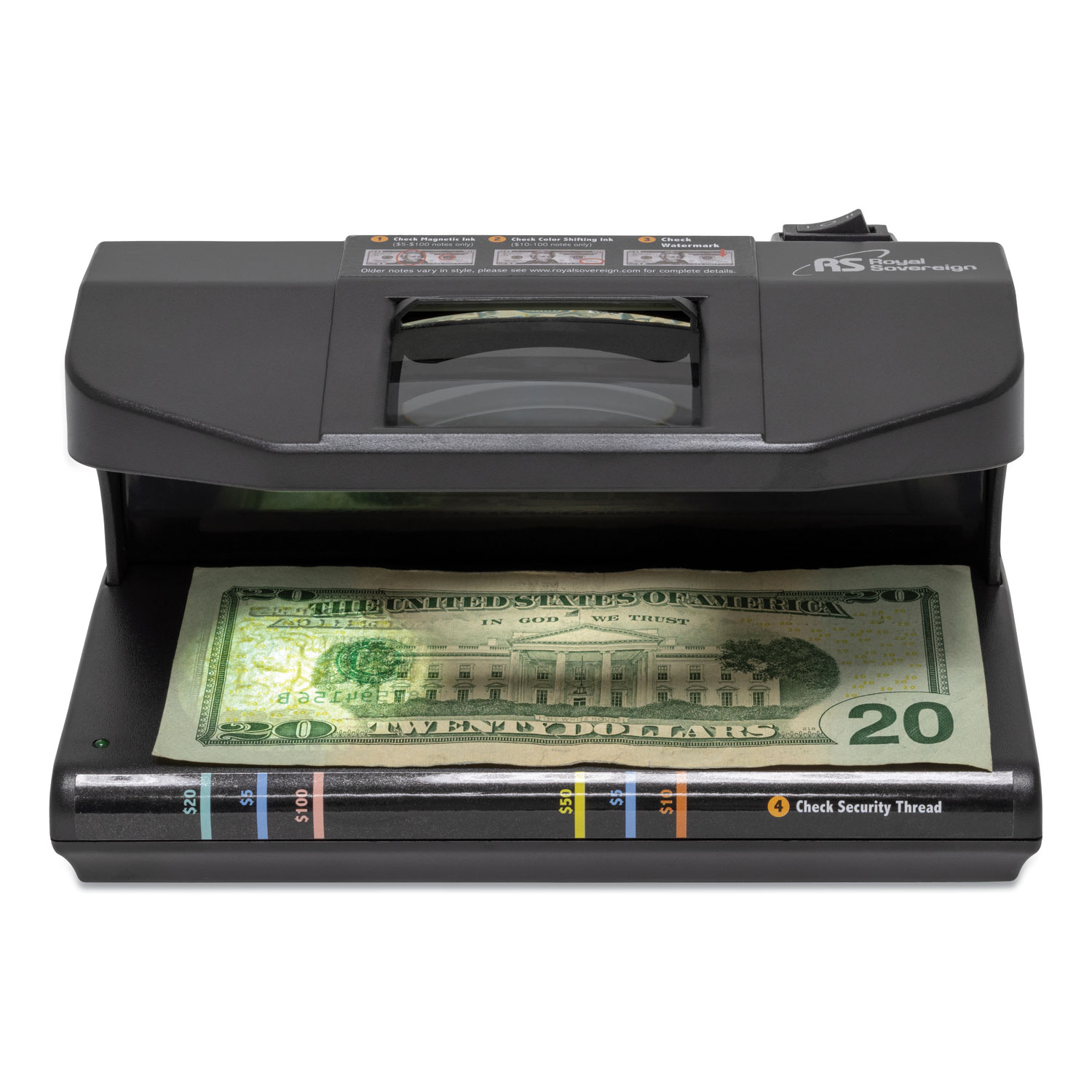  Royal Sovereign RCD-3000 Four-Way Counterfeit Detector, UV, Fluorescent, Magnetic, Magnifier (RSIRCD3000) 