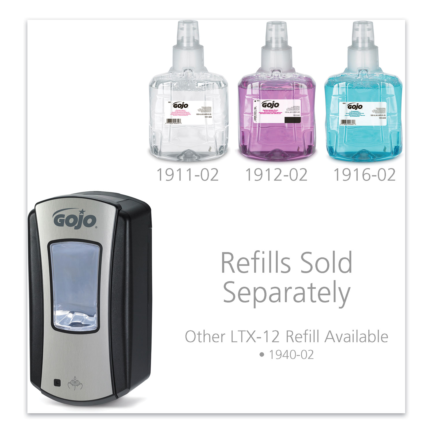 NEW GOJO LTX-12 "ADA" Touch Free Dispenser Chrome/Black 1919 Dispenser Only! 