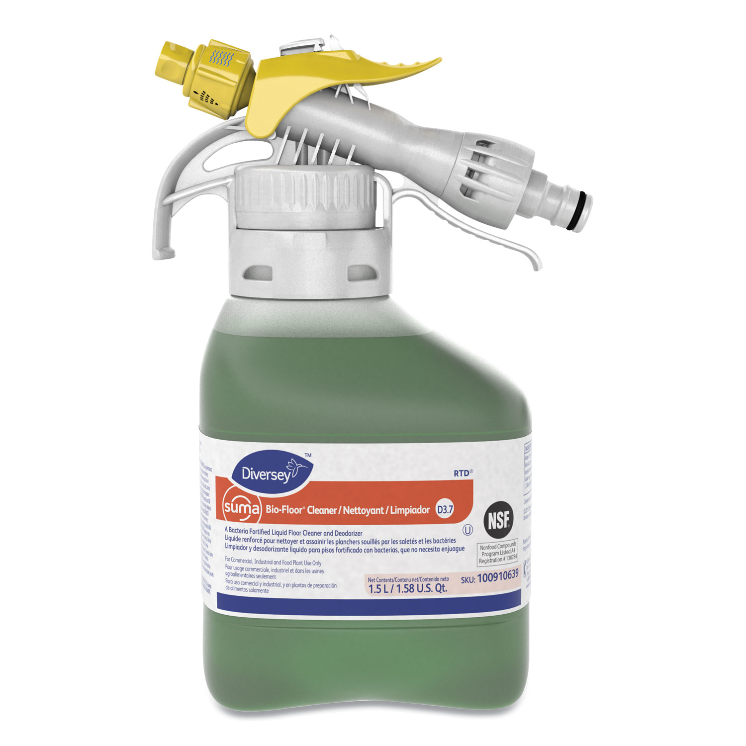  Suma 100910639 Suma Bio-Floor Cleaner D3.7, 1.5 L RTD Bottle, 2/Carton (DVO100910639) 