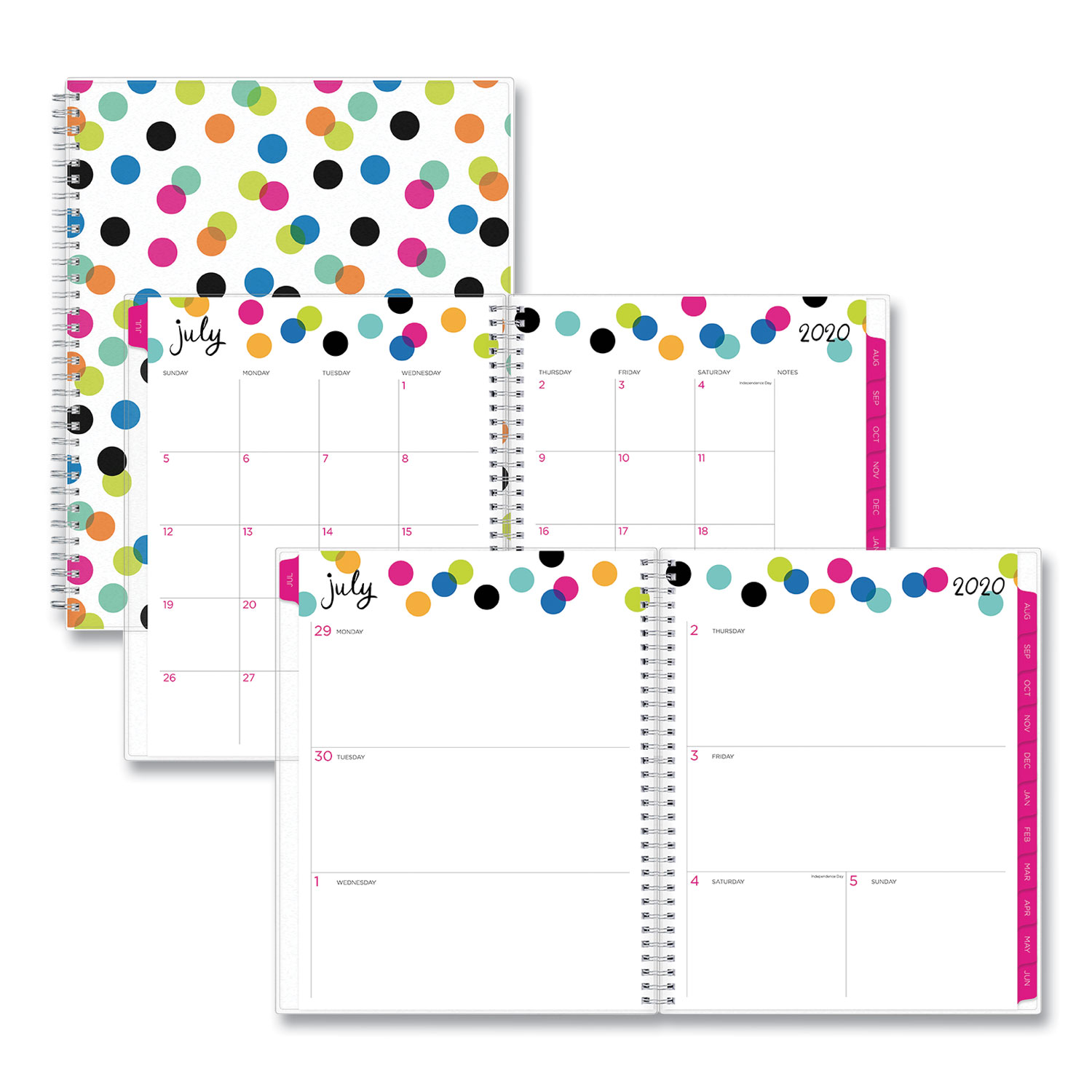 Blue Sky® Ampersand Dots Academic Year Weekly/Monthly Planner, 11 x 8.5, Multicolor, 2020-2021