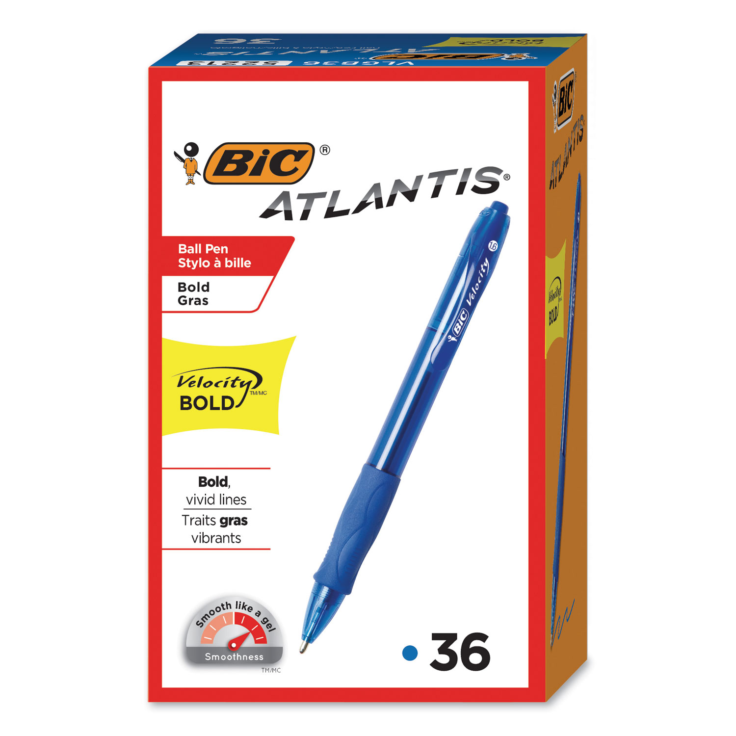  BIC VLGB361-BLU Velocity Atlantis Bold Retractable Ballpoint Pen, 1.6mm, Blue Ink & Barrel, 36/Pack (BICVLGB361BE) 