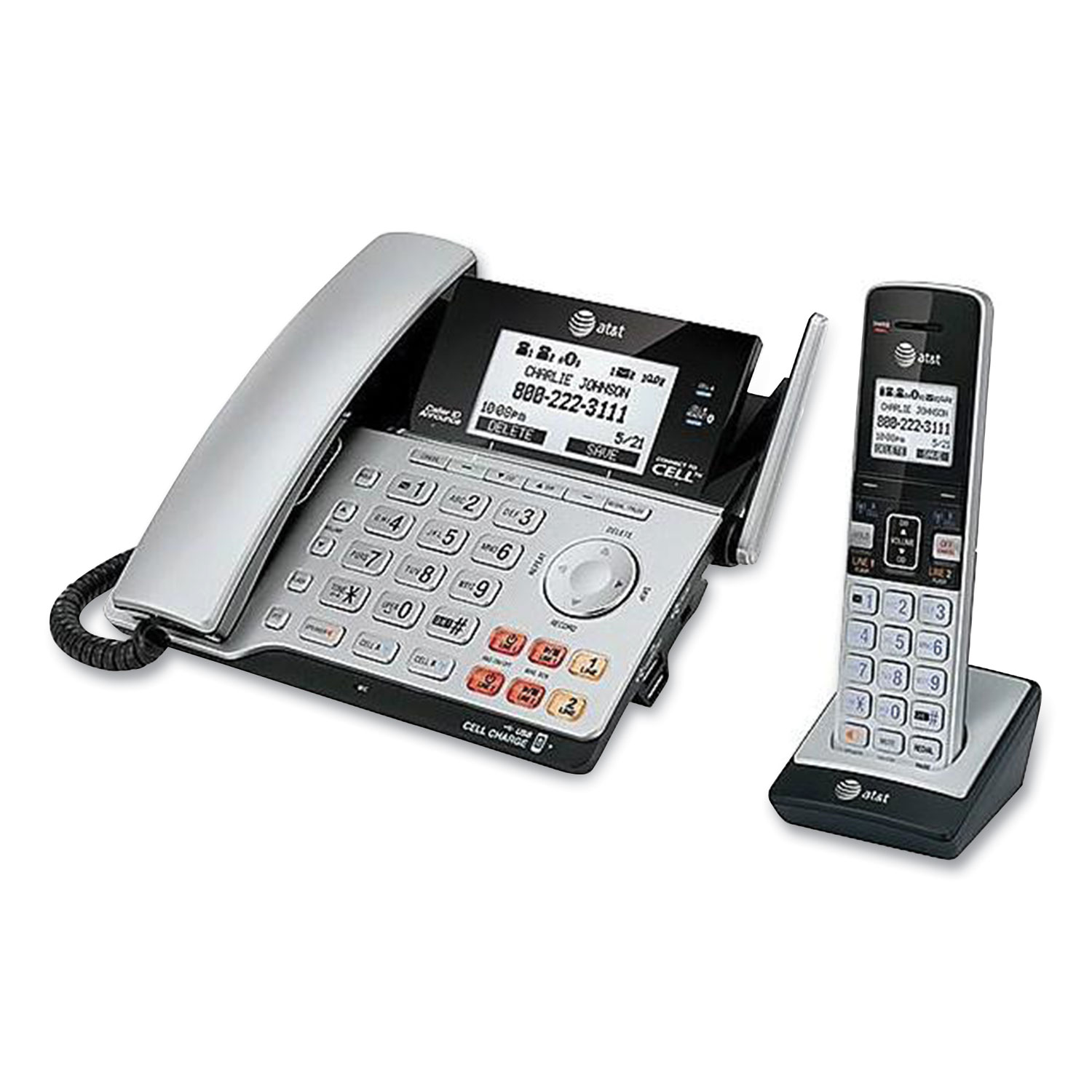 AT&T® Connect to Cell TL86103 Two-Line Corded/Cordless Phone, Corded ...