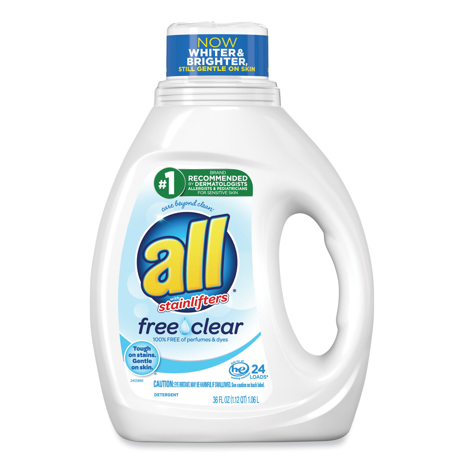 All® Ultra Free Clear Liquid Detergent, Unscented, 36 oz Bottle, 6/Carton