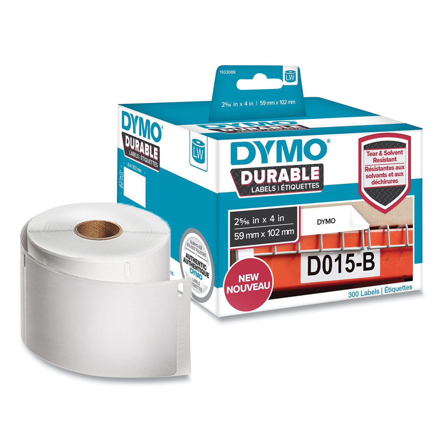  DYMO 1933088 LW Durable Multi-Purpose Labels, 2.31 x 4, White, 300/Roll (DYM24403838) 