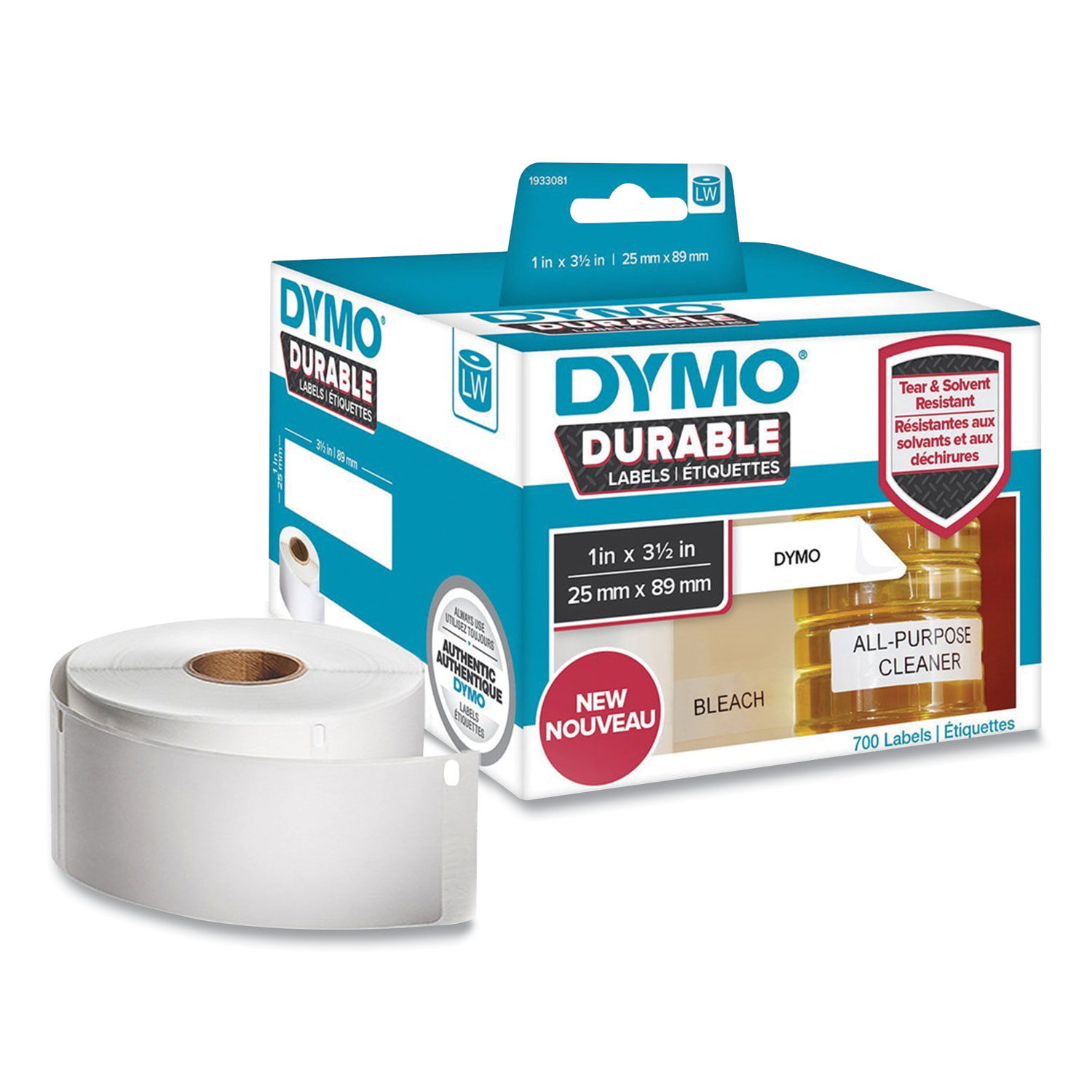  DYMO 1933081 LW Durable Multi-Purpose Labels, 1 x 3.5, White, 700/Roll (DYM24403839) 