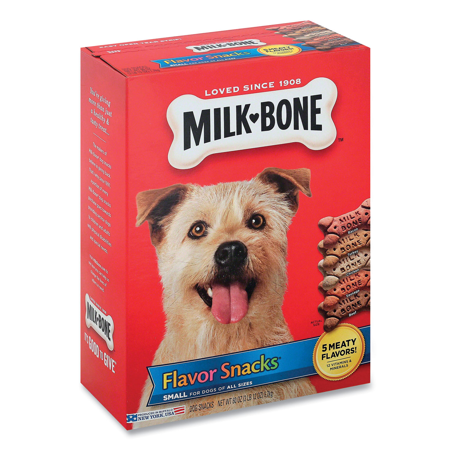 Milk-Bone® Small Sized Dog Biscuits, Bacon; Beef; Chicken; Sausage; Turkey. 60 oz