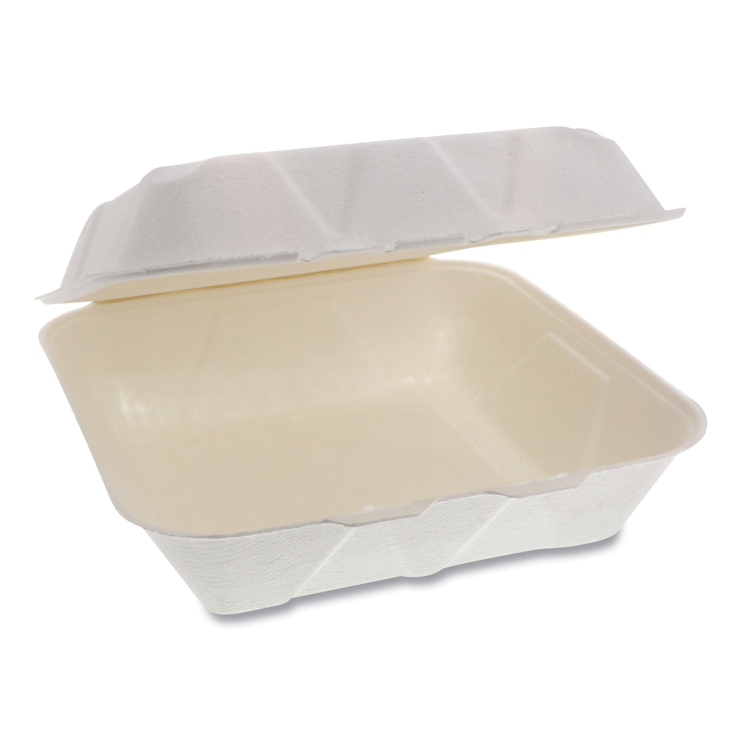  Pactiv YMCH09010001 EarthChoice Bagasse Hinged Lid Container, 9 x 9 x 3.5, 1-Compartment, Natural, 150/Carton (PCTYMCH09010001) 