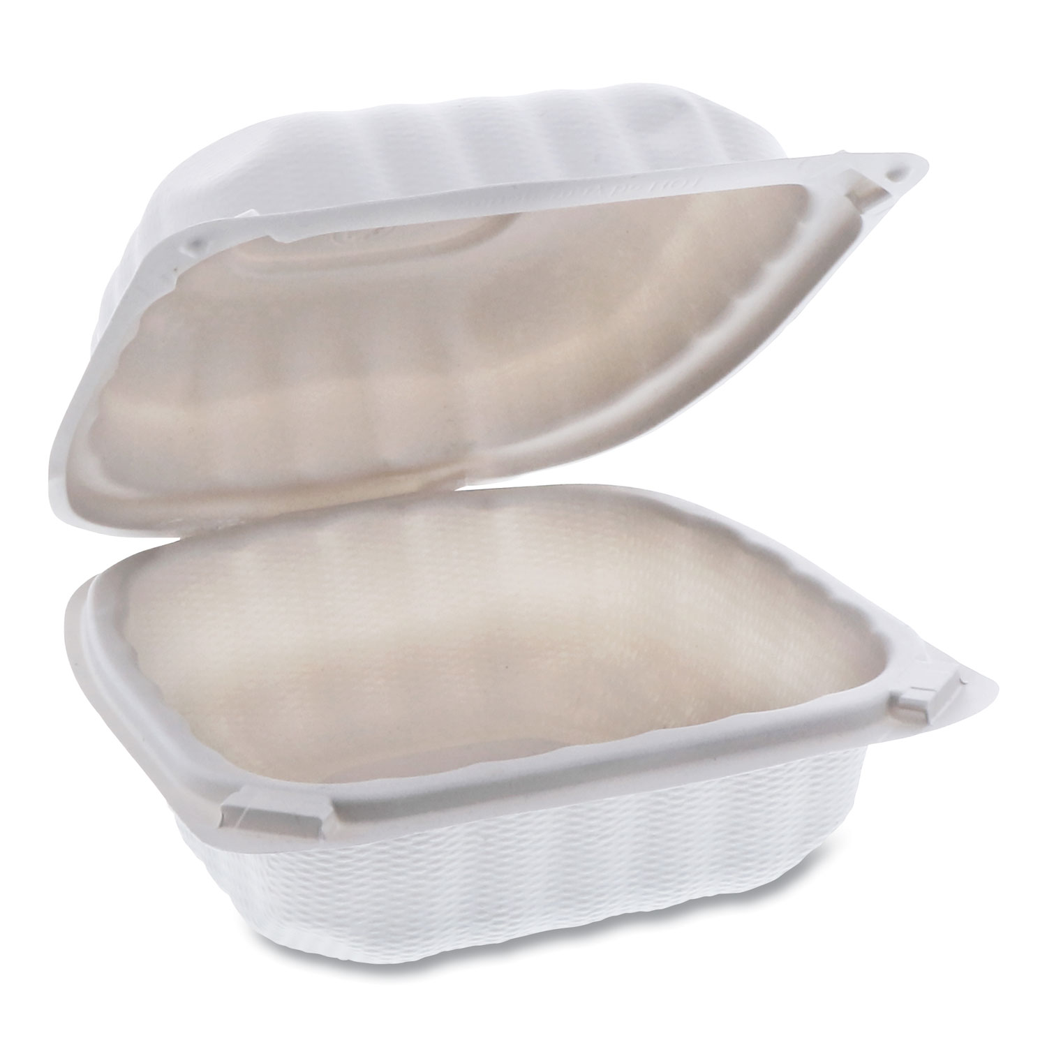 EarthChoice Vented Microwavable MFPP Hinged Lid Container, 2-Compartment, 9  x 6 x 3.1, White, Plastic, 170/Carton