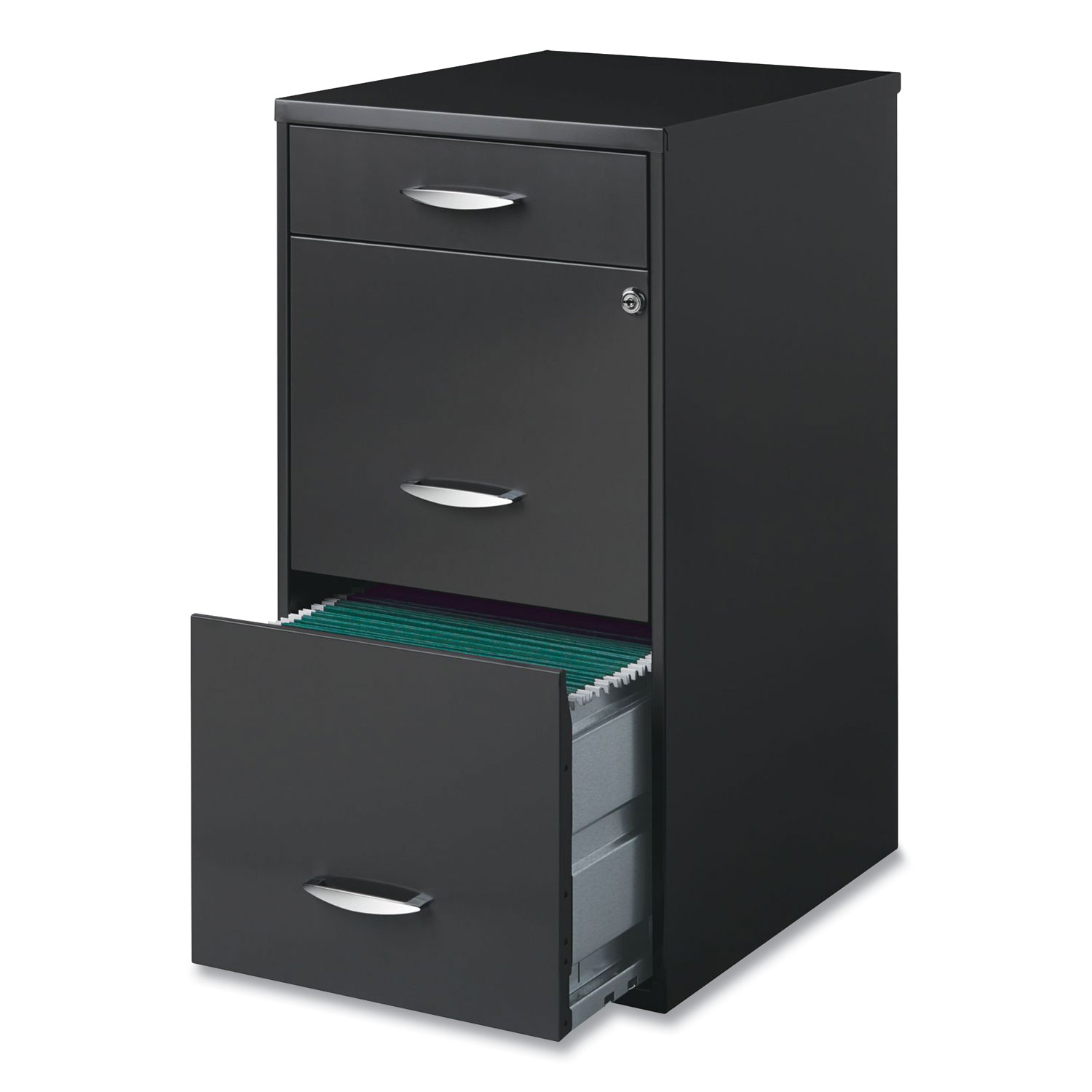 Office Designs Three-Drawer Utility File Cabinet, 14.5w x 18d x 27.13h, Charcoal