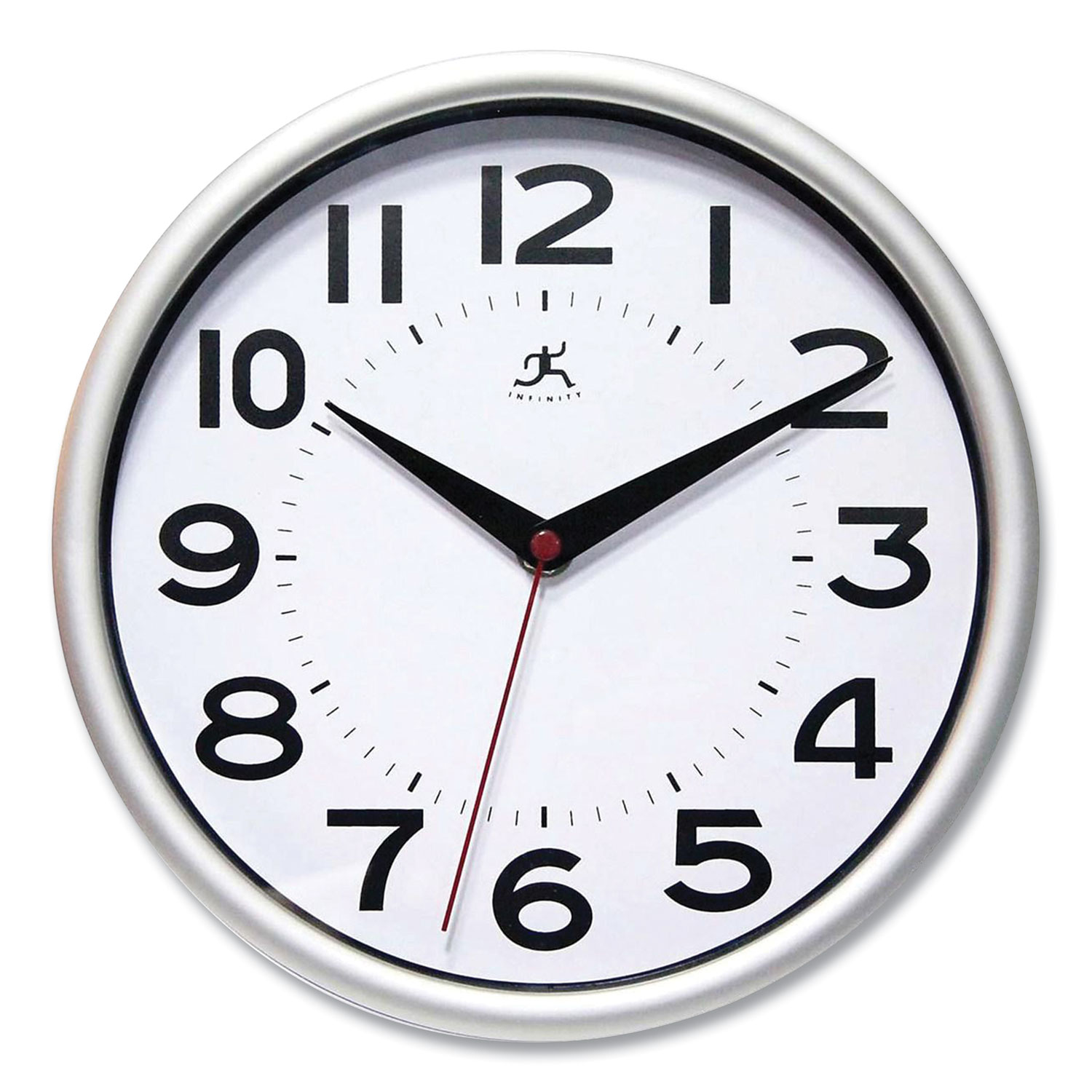 Metro Wall Clock, 9″ Diameter, Silver Case, 1 AA (sold separately)