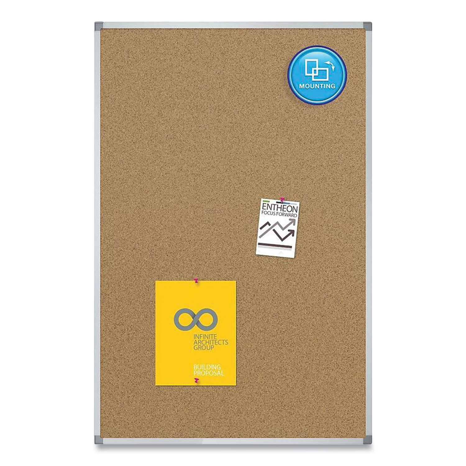 Quartet® Basics Cork Bulletin Board, 96 x 48, Silver Aluminum Frame