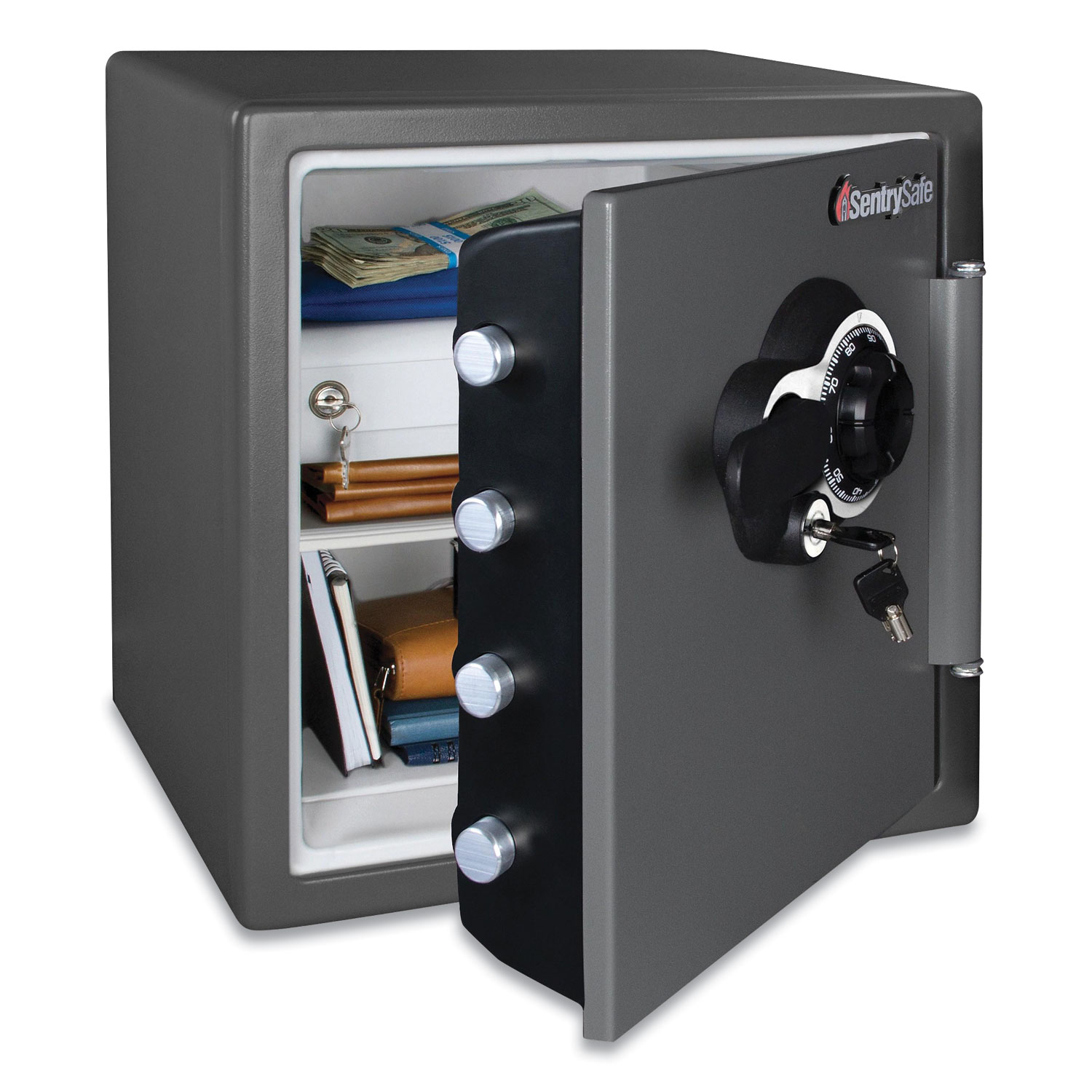 Sentry® Safe Fire/Waterproof 1.23 Cu Ft Combination with Key Safe, 16.3 x 19.3 x 17.8, Black